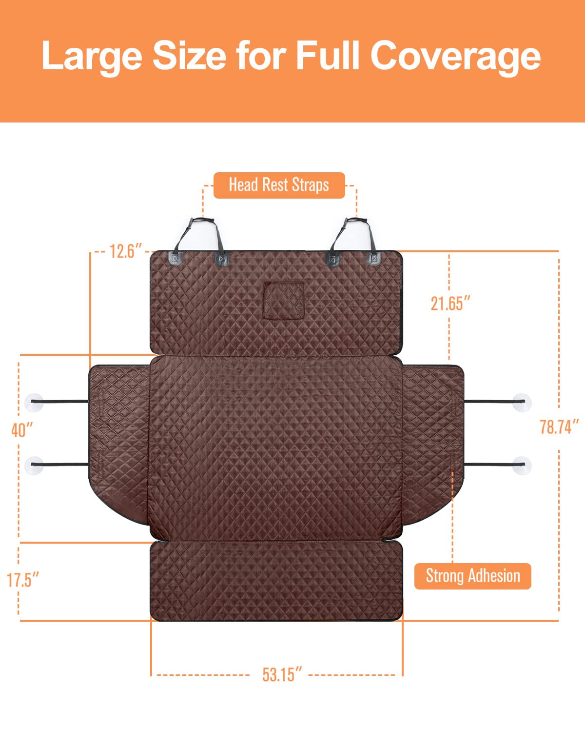 PETICON SUV Cargo Liner for Dogs, Waterproof Pet Cargo Cover Dog Seat Mat for SUVs Sedans Vans with Bumper Flap Protector, Non-Slip, Large Size Universal Fit, Brown