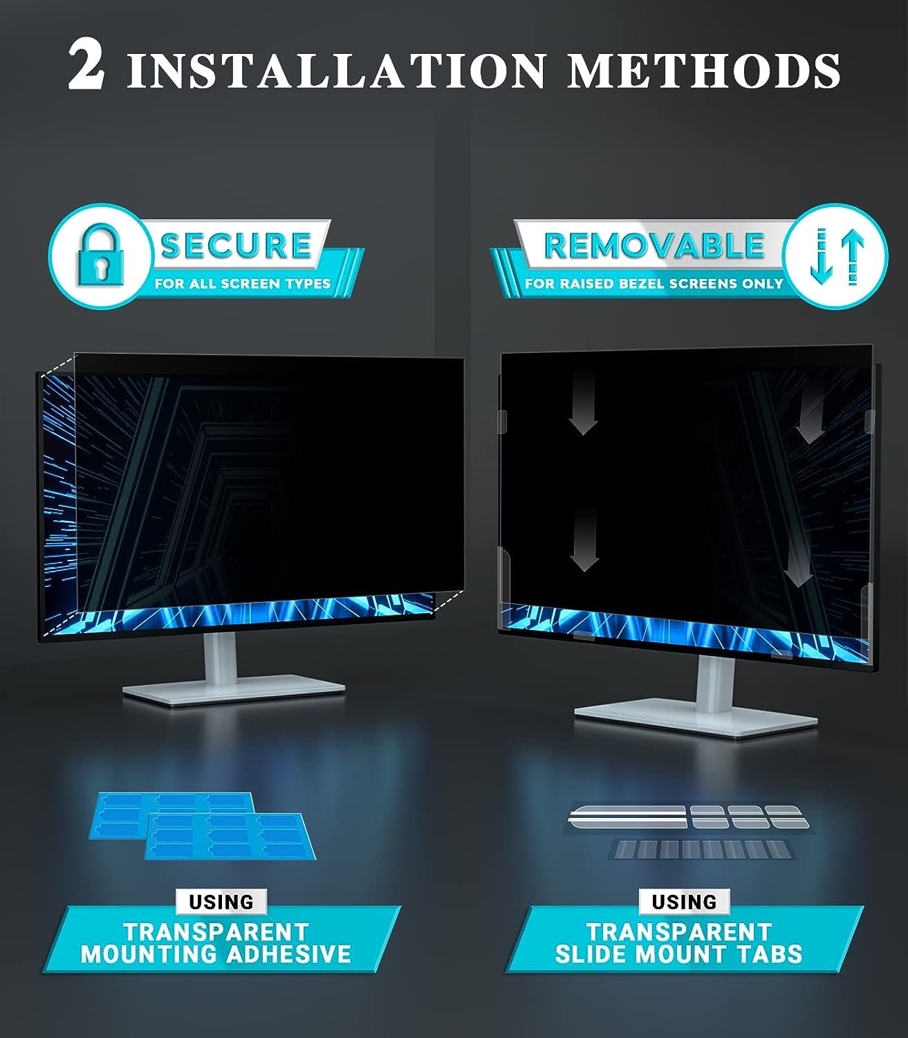 [2-Pack] 22 Inch Privacy Screen for 16:10 Computer Monitor - [Anti-Glare and Blue Light] Computer Screen Privacy Shield, Anti-Scratch Screen Protector