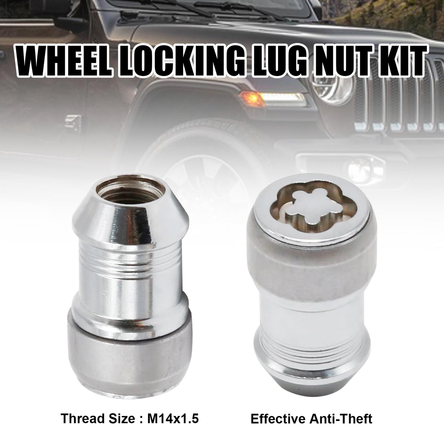 Saihisday Anti-Theft Wheel Locks Locking Lug Nuts Set 82215711 Replacement for Jeep Wrangler JL 2018-2023 Gladiator JT 2020-2023 with Key