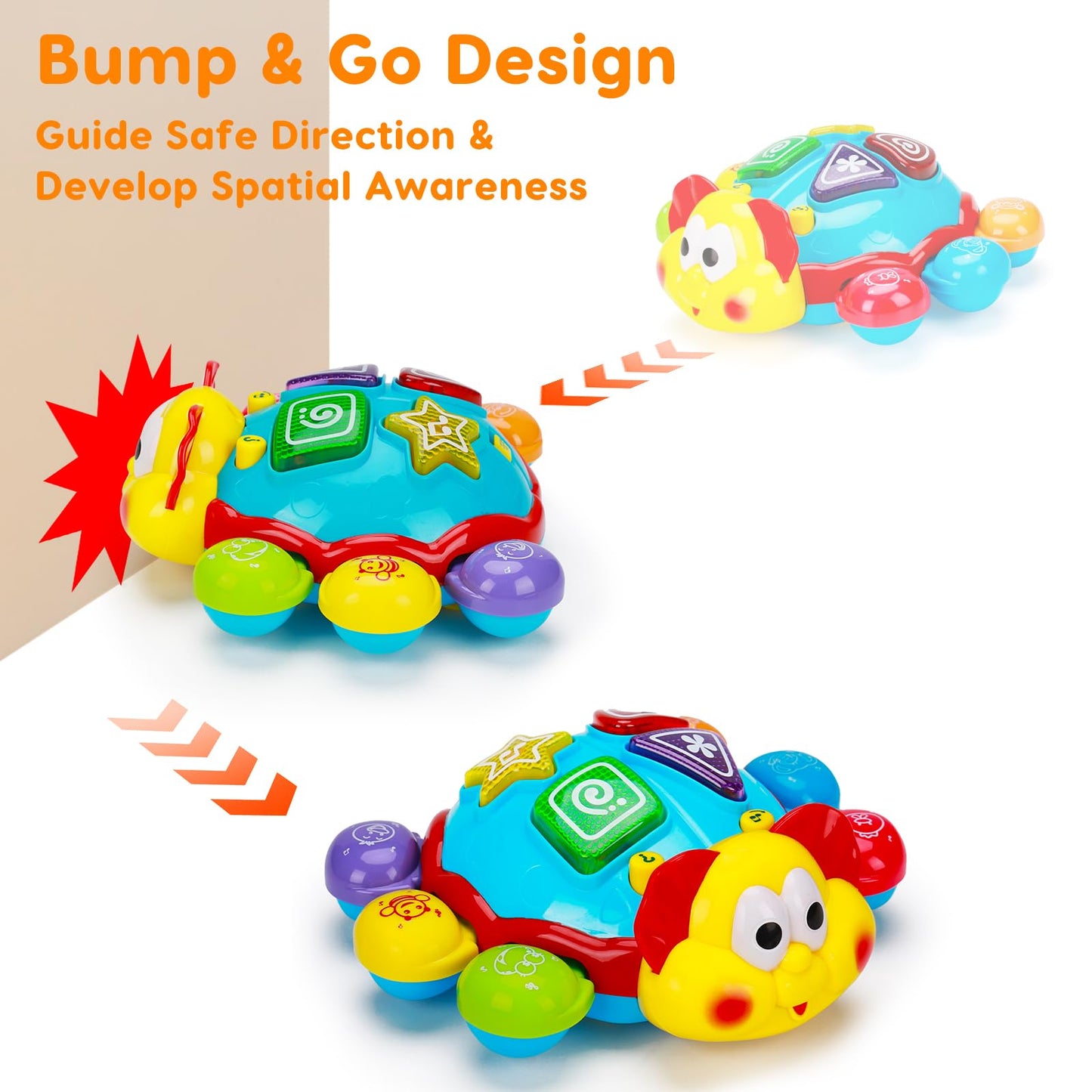 Baby Toys 6-12-18 Months, Tummy Time Toy for 1+ Year Old Learning Crawling Walking Baby Toy for 6 7 8 9 10 11 12 Month Old Infant Light Up Musical Development Toys for Babies Boys Girls Gifts