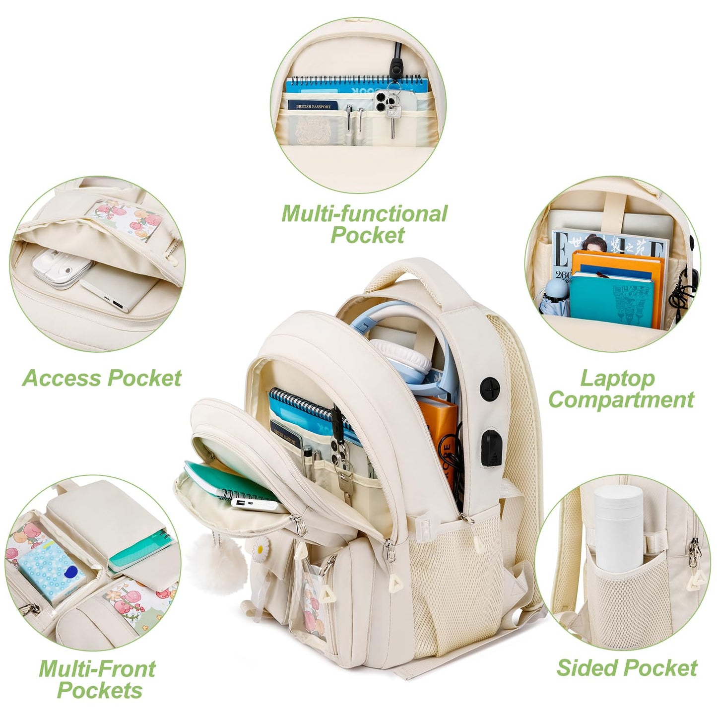 School Backpack for Teen Girls,Cute Backpacks for Women Aesthetic Bookbag Laptop Bag Back Pack for Middle School Laptop Bag Back Pack School Bag