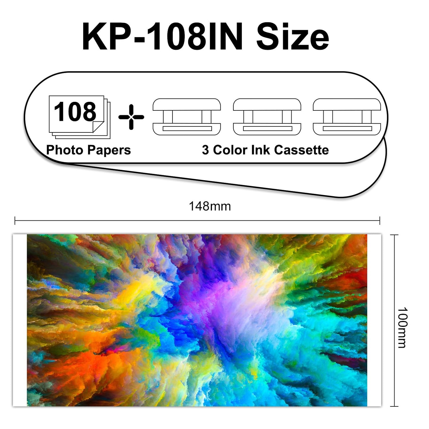 Compatible for Canon Selphy CP1500 Paper and Ink KP-108IN 3 Color Ink Cartridges & 108 Sheets 4x6 Photo Paper for Selphy CP1300, CP1200, CP1500, CP910, CP900, CP760, CP770, CP780 CP800 Printer