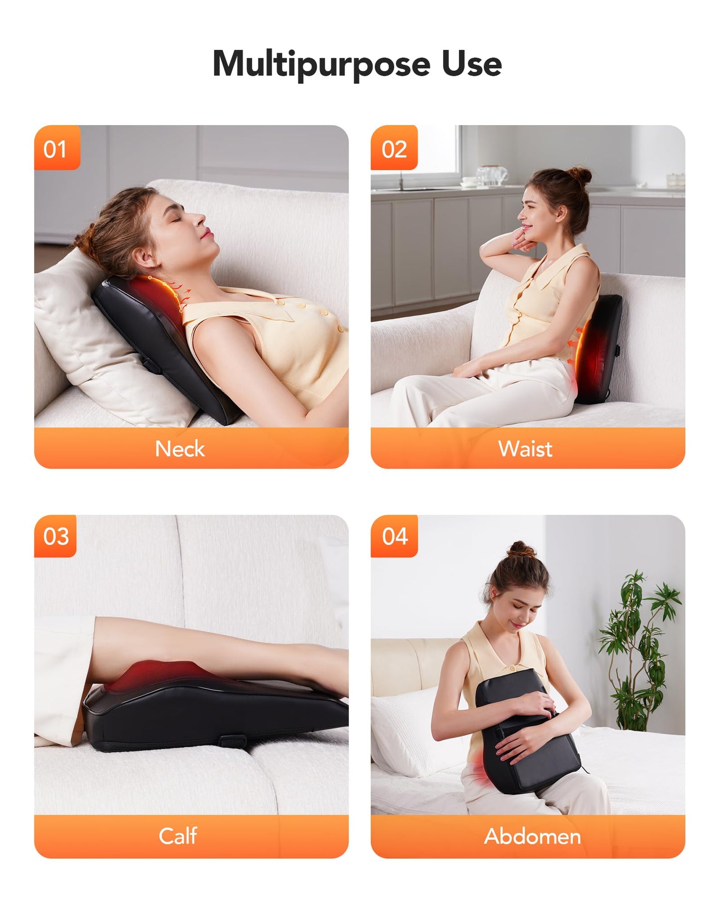 COPYJOY Back Massager For Pain Relief Deep Tissue, Neck Massager With Heat 3D Shiatsu Kneading Electric Massage Pillow For Whole Body Relaxation, Home, Car, Office Use, Gifts For Mom, Dad, Women, Men