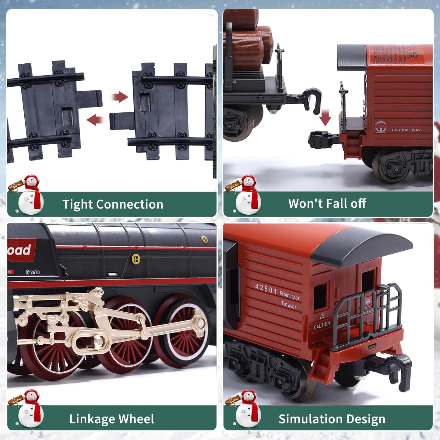 Electric Train Set with Smoke, Sound and Lights, Track Toy for Toddlers and Kids, Birthday Gift for Boys and Girls