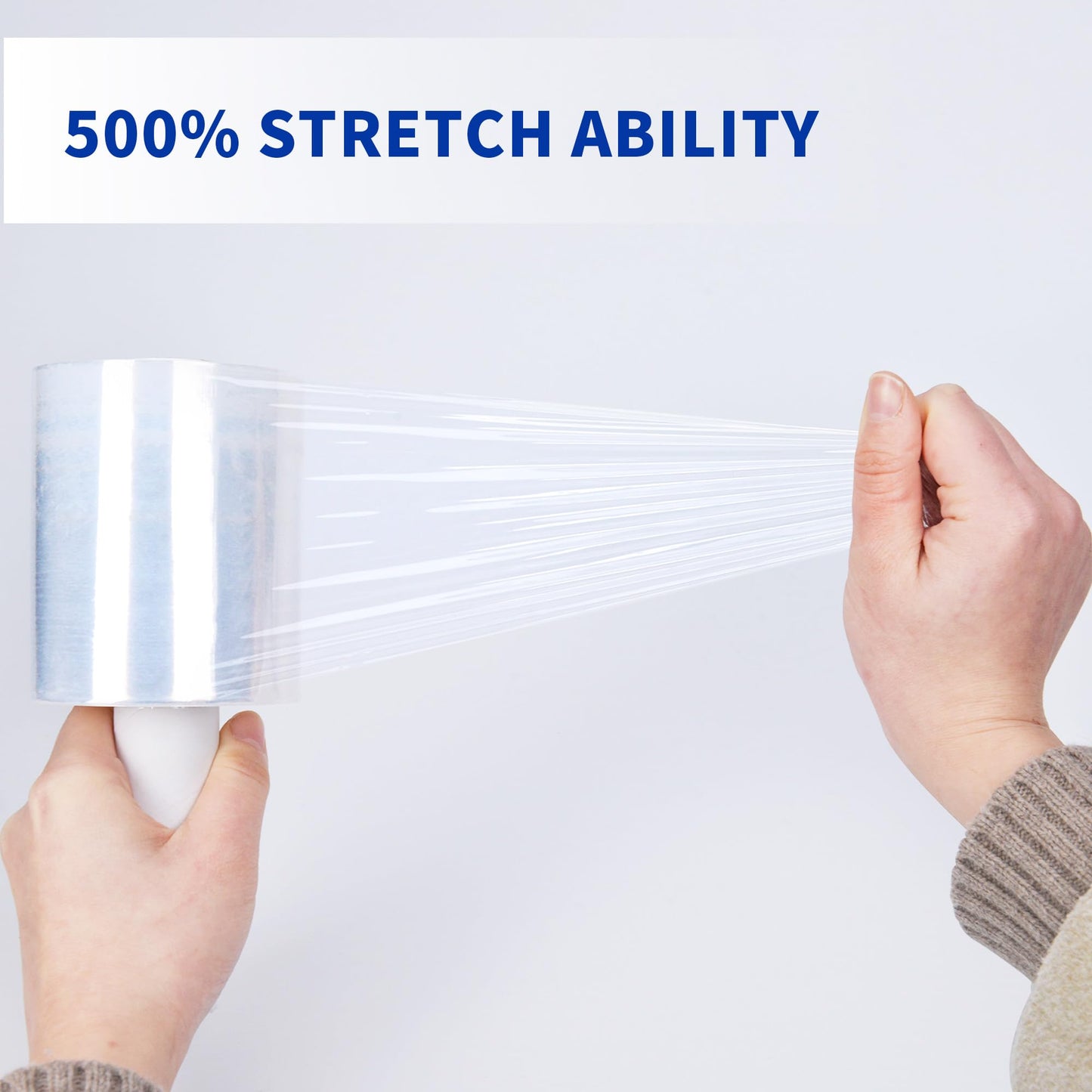 TAPEBEAR Stretch Wrap Film 4" x 1000Ft Shrink Wrap Roll with Handle, 60 Gauge Thick Durable Self-Adhering Clear Plastic Wrap Industrial Strength Pallet Shrink for Moving, Packing,4Rolls
