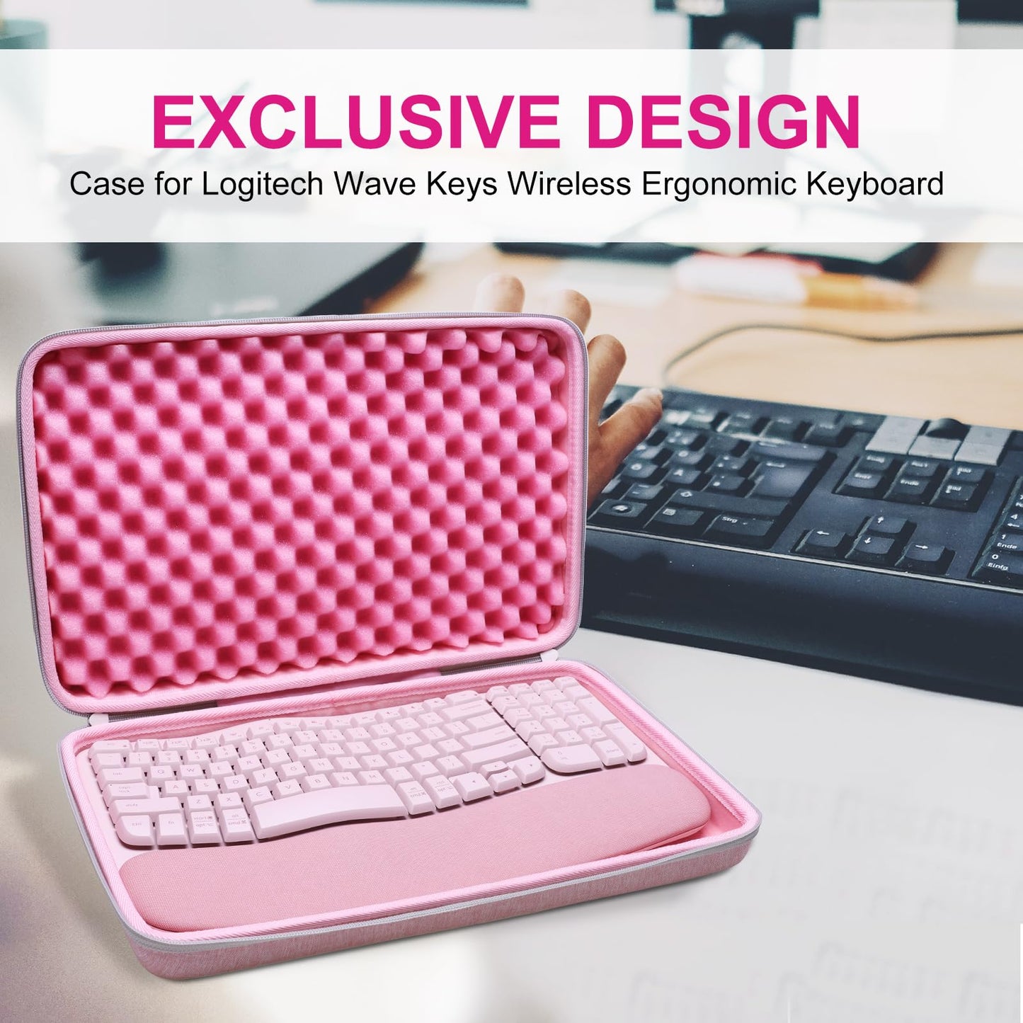 LTGEM Case Compatible with Logitech Wave Keys MK670 Combo Ergonomic Keyboard, Rose