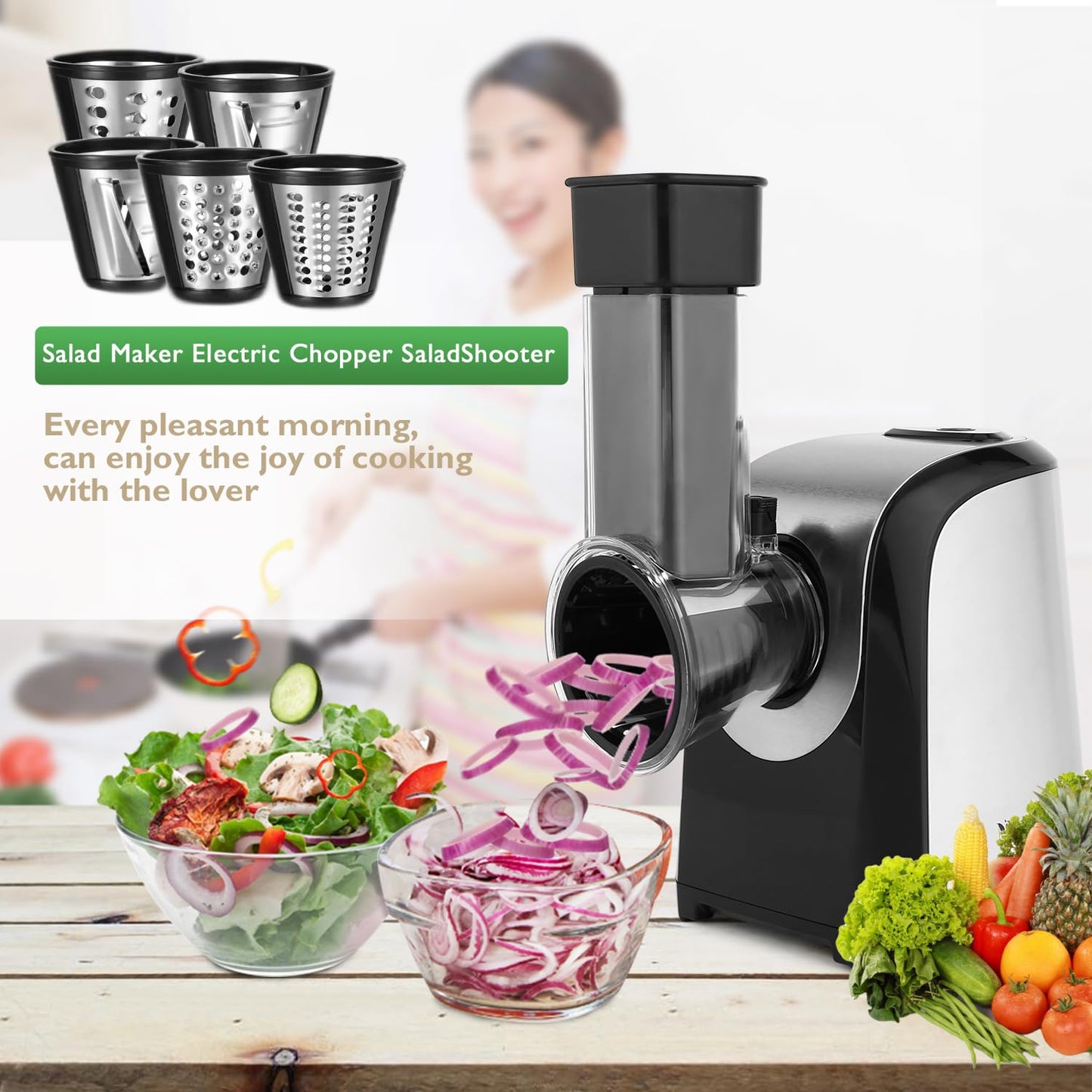 Professional Salad Maker, Electric Slicer Shredder/Graters/Chopper for Cheese, Carrot, Potato, Cucumbers