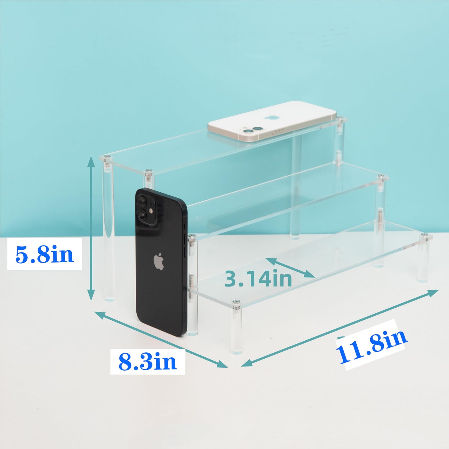 HOMECOOKER Clear Acrylic Display Riser Cupcake Stand Pop Figure Display 3 Steps for Decoration and Organiser (3 Tier, 2Pack)