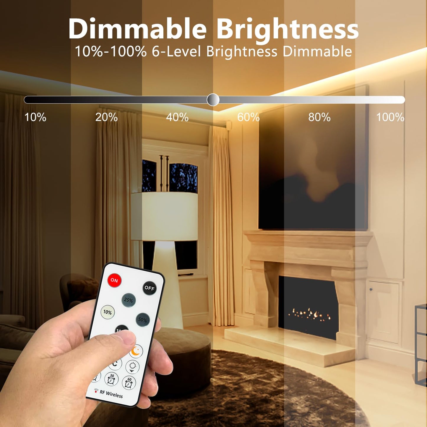 20M COB LED Strip Light with Remote, 3000K Dimmable Bright Warm White Led Lights Strip, Flexible DC24V Led Tape Light for Bedroom, Kitchen, DIY Lighting (2 Rolls of 10M)