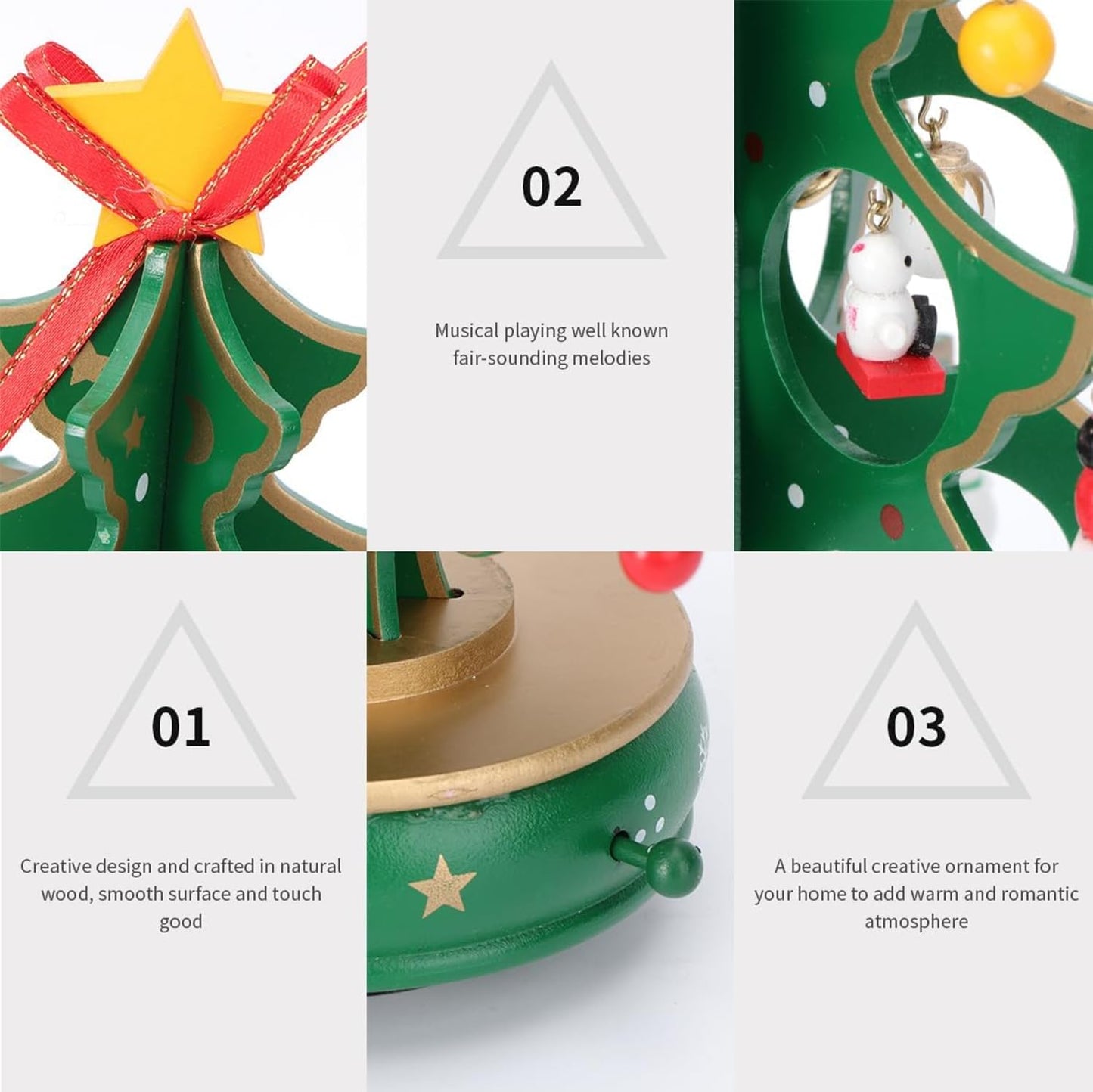 Christmas 24 Days Countdown Advent Calendar 2025, Musical Wooden Christmas Tree with Classic Music Box and 24 Pcs Snowman Santa Ornaments, Christmas Gifts