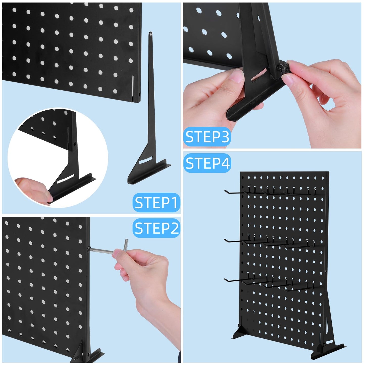 Urban Deco Pegboard Display Stand with 12 Hooks for Craft Shows & Fairs - Metal Peg Board Rack Jewelry Display for Retail Vendors Accessories - Earring & Keychain, 16 x 12 Inch (1 PCS, Black)