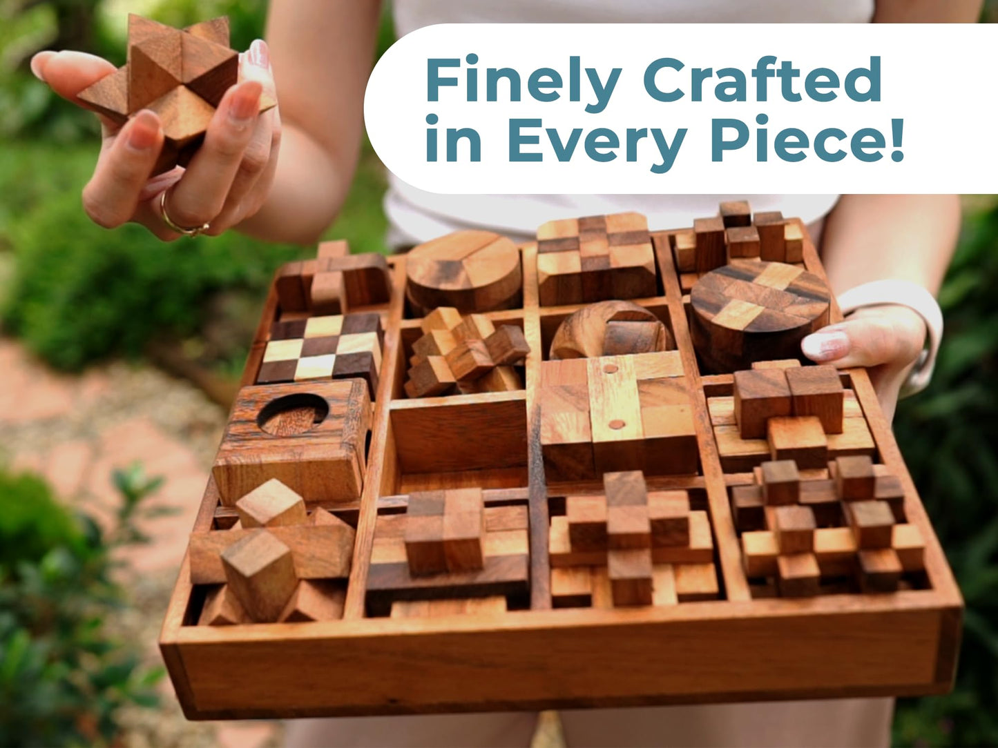 BSIRI Brain Teaser Games for Adults Cube Puzzles Brain Teasers, Mind Teasers Toy, Challenging Brain Games Puzzle Toys, Office Table Decor for Adults and Kids, Wooden Puzzle Box Set (16 Puzzle Games)