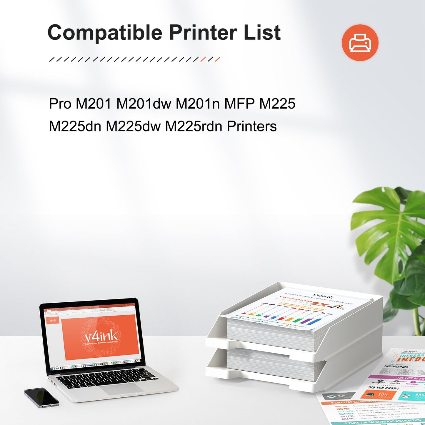 v4ink Compatible CF283X Toner Cartridge Replacement for HP 83X CF283X 83A CF283A for use in HP LaserJet Pro M201 M201dw M201n MFP M225 M225dn M225dw M225rdn Series Printer (Black, 2 Pack)