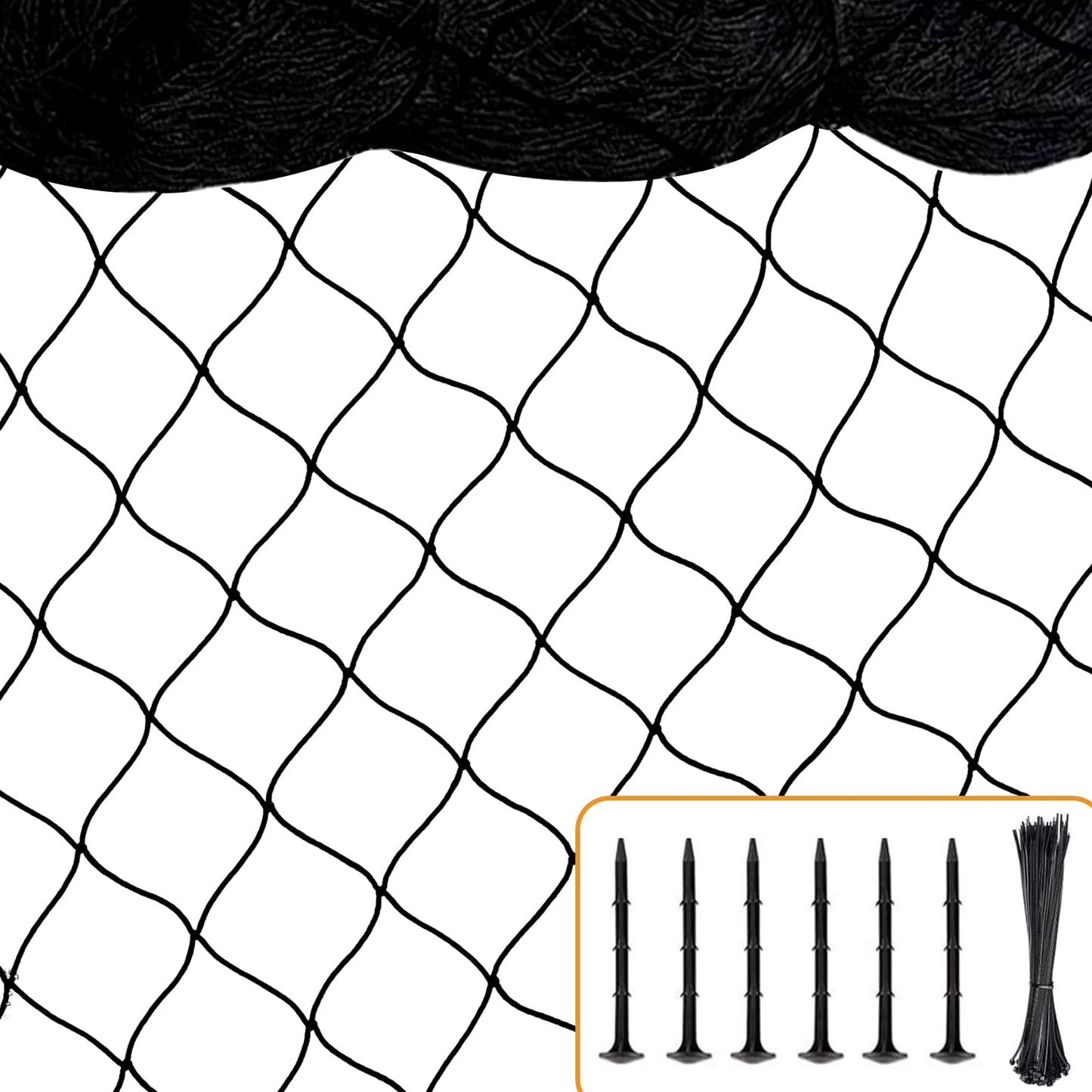 Bird Net 25'x50' With 2.4" Square Mesh for Garden, Chicken Coop, Poultry, Aviary - Heavy Duty Nylon Netting for Pests, Deer Fence, Fruit Trees