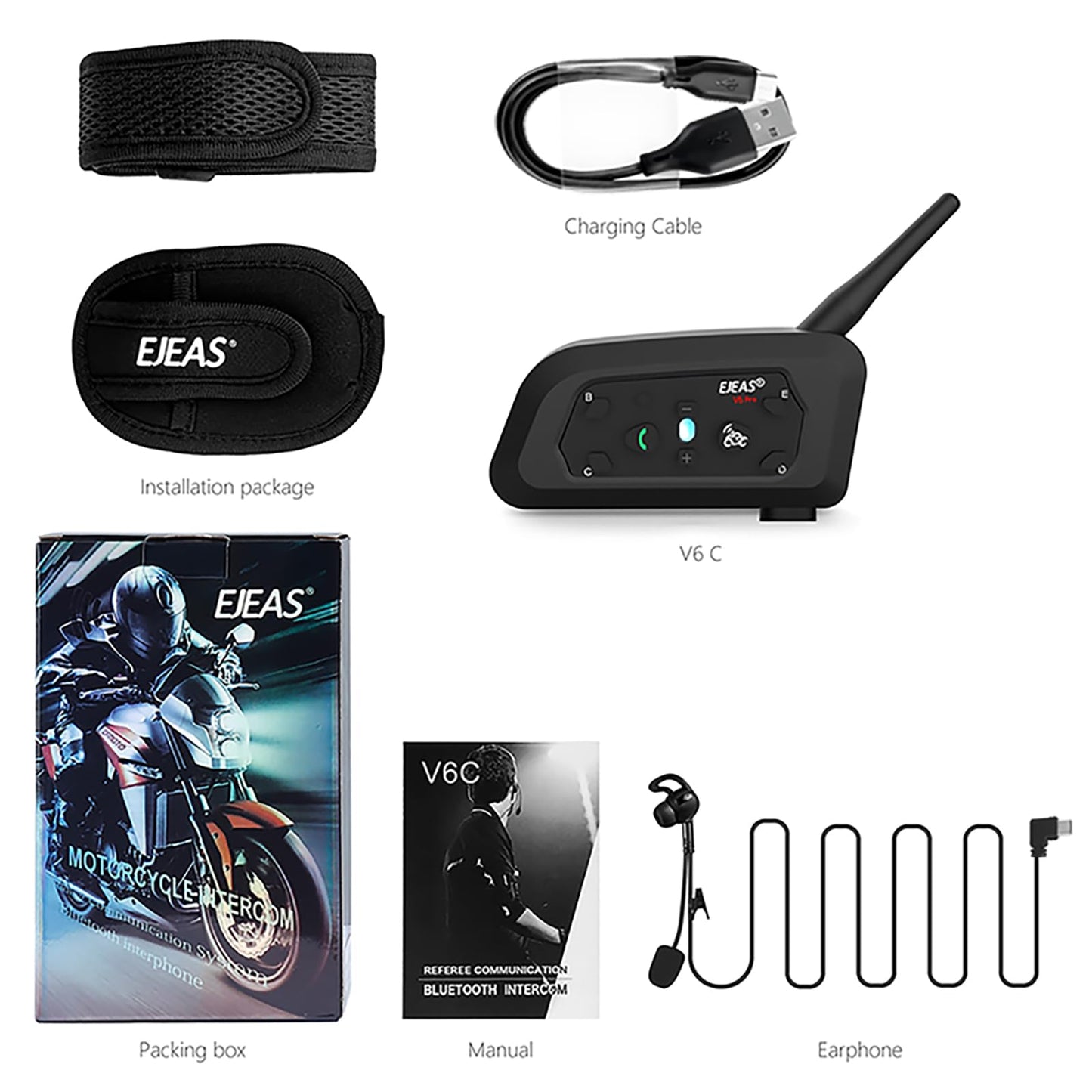 EJEAS V6C Referee Bluetooth Intercom, 2-Way 1200M Professional Referee Headset Communication System with Armband and Earpiece for Football and Handball Sports (1PC)