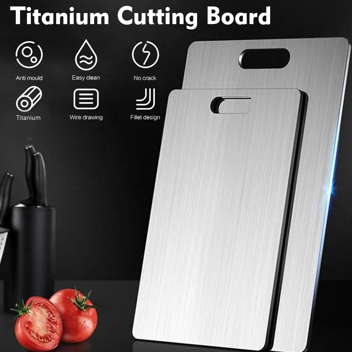 3 Pack Titanium Cutting Boards for Kitchen,Double Sided Titanium Cutting Mat (S+M+L)