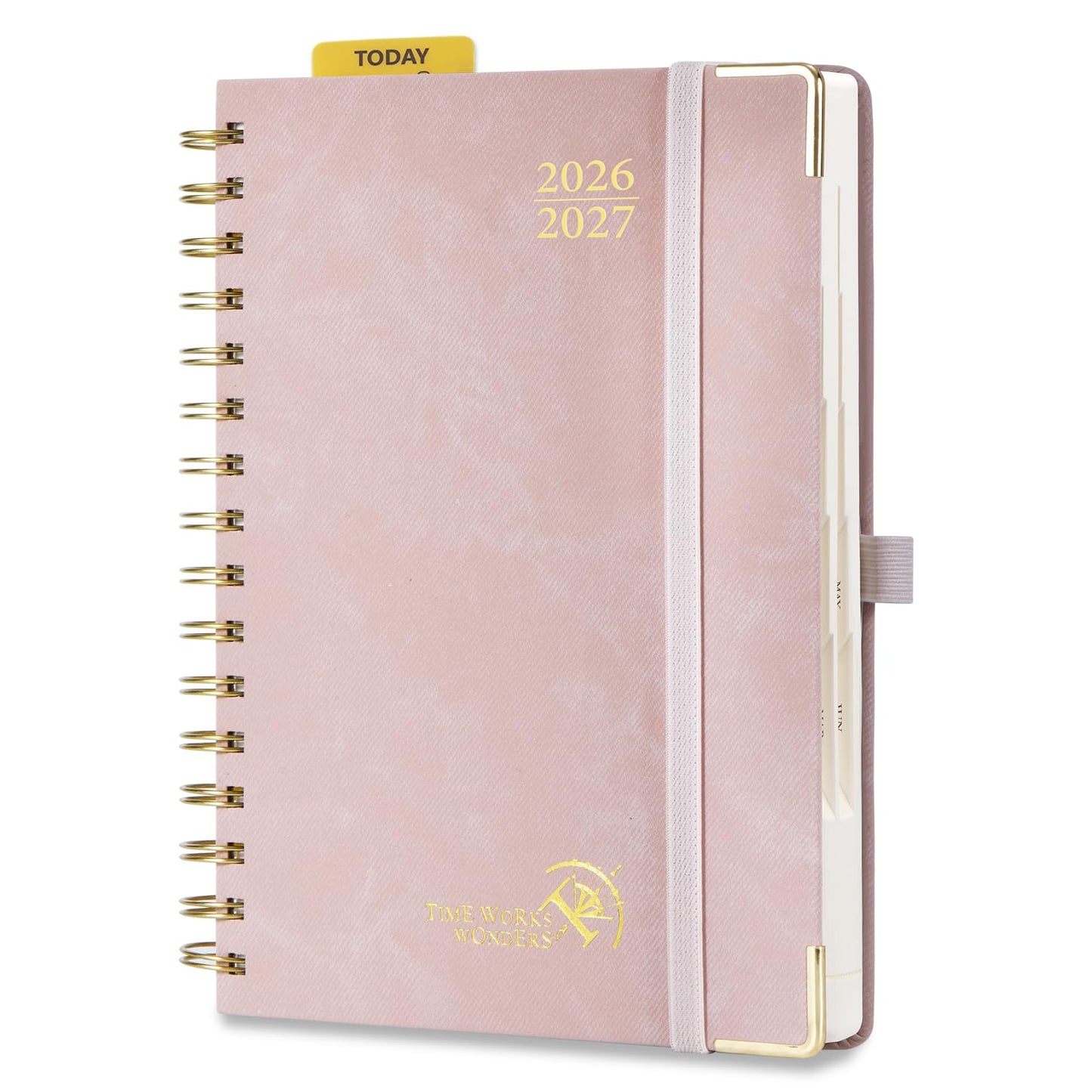 POPRUN Daily Planner 2026-2027 One Page Per Day (6" x 8.5"), 12 Months Hourly Appointment Book (July 26-June 27) Academic Planner Calendar Book with Inner Pocket, Spiral Hardcover - Pink