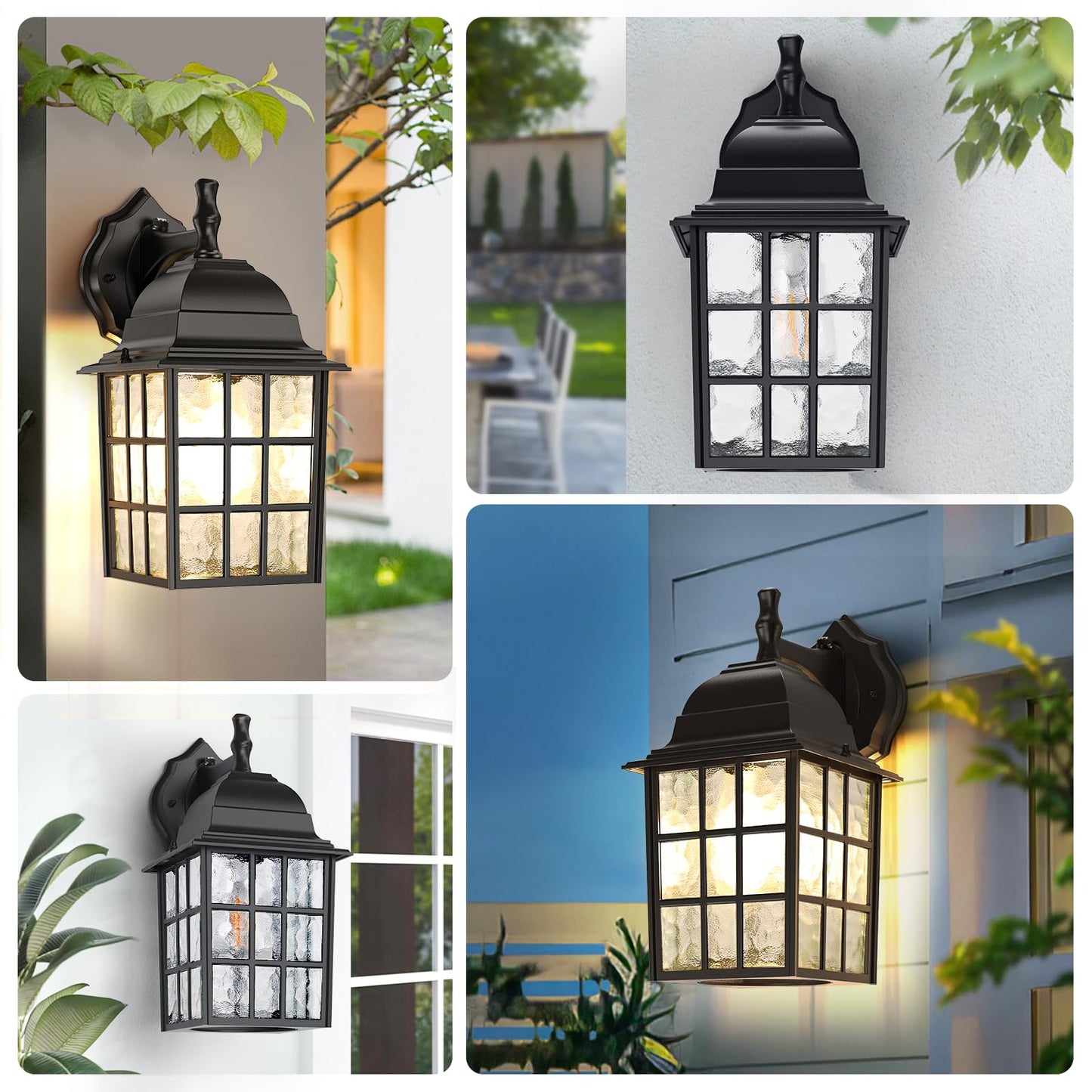 12'' Dusk to Dawn Outdoor Lights for House 2 Packs, Exterior Light Fixtures Porch Light Wall Mount, Waterproof Aluminum Outside Lights Sconce, Modern Outdoor Lighting Lanterns for Garage Patio, Black