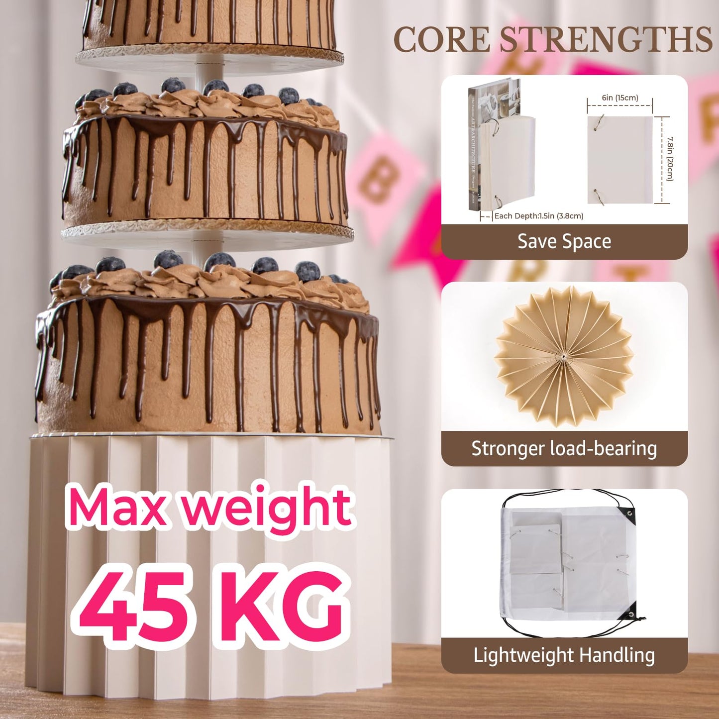 PUERSI 6 Pack Buffet Risers, Foldable Food Display Risers for Party, Display Stands for Food, Cake Cupcake Stands, Riser Display Stand for Desserts, Food, Jewelry - White