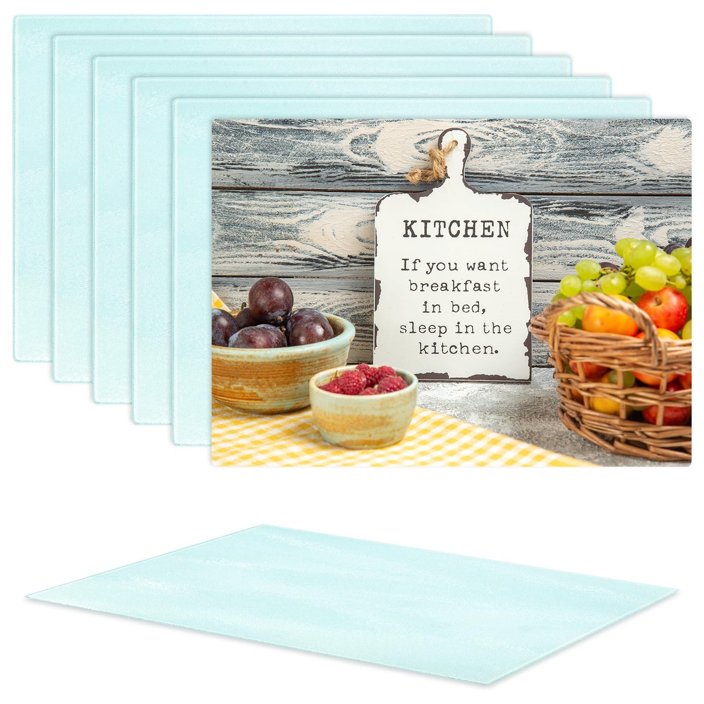 6pcs Sublimation Glass Cutting Board Blanks 15x11 Inch Anti Slip Textured Tempered Glass Chopping Boards Bulk for Kitchen, Heat Press DIY Personalized Gifts for Christmas Housewarming