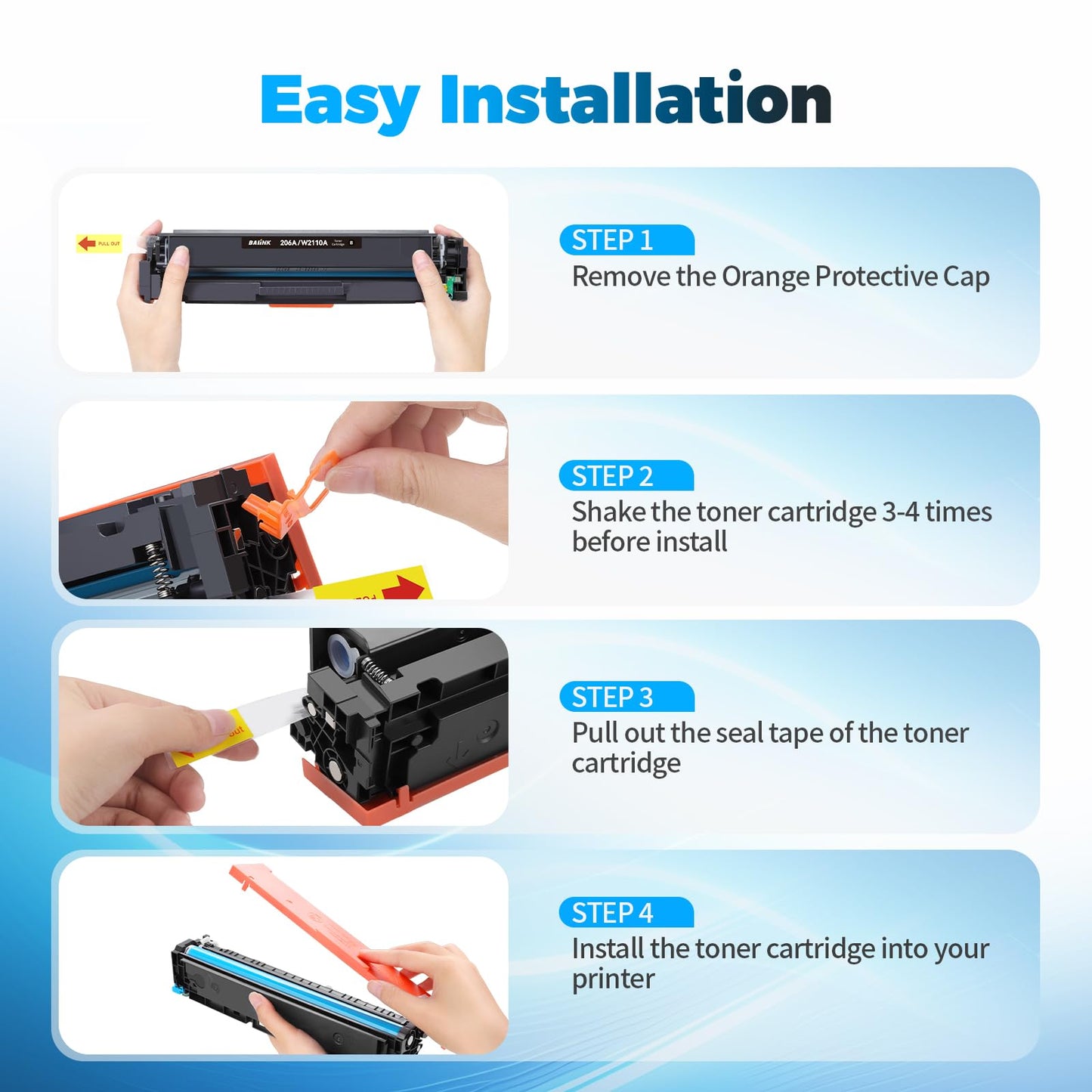 BAIINK 206A Black Toner Cartridges (with Chip) Compatible for HP 206A Black Toner Cartridges W2110X W2110A for Pro MFP M283fdw M283cdw M255dw M283 M255 M282 Printer ( 2 Pack )