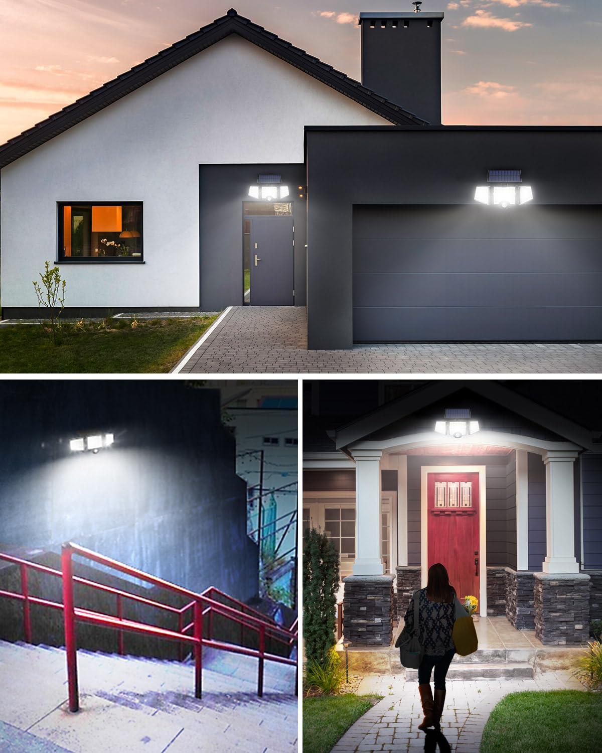 Lepro Solar Lights Outdoor, 1000LM Super Bright Solar Motion Sensor Light, IP65 Waterproof Solar Flood Lights, 270° Wide Angle, Security Lights for Yard, Garden, Garage