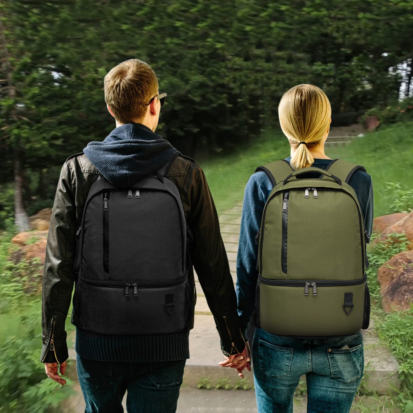 TUGUAN Insulated Cooler Backpack 16/26 Cans Double Deck Leakproof Lightweight Soft Lunch Backpack Small Cooler Bag Beach Picnic, Black