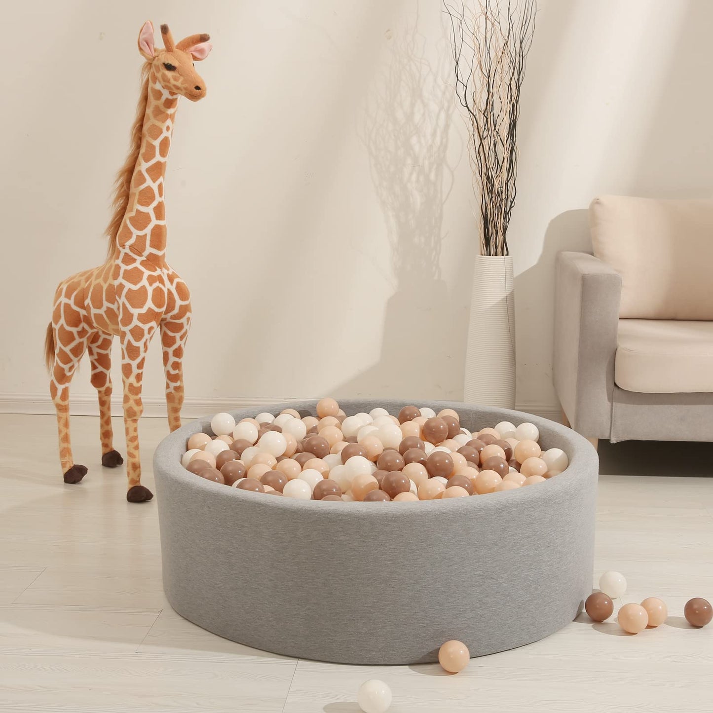 GOGOSO Ball Pit Balls Plastic PlayBalls for Toddlers Kids Playpen BPA Phthalate Free Crush Proof Birthday Decor,2.4inch 80pcs Brown Beige