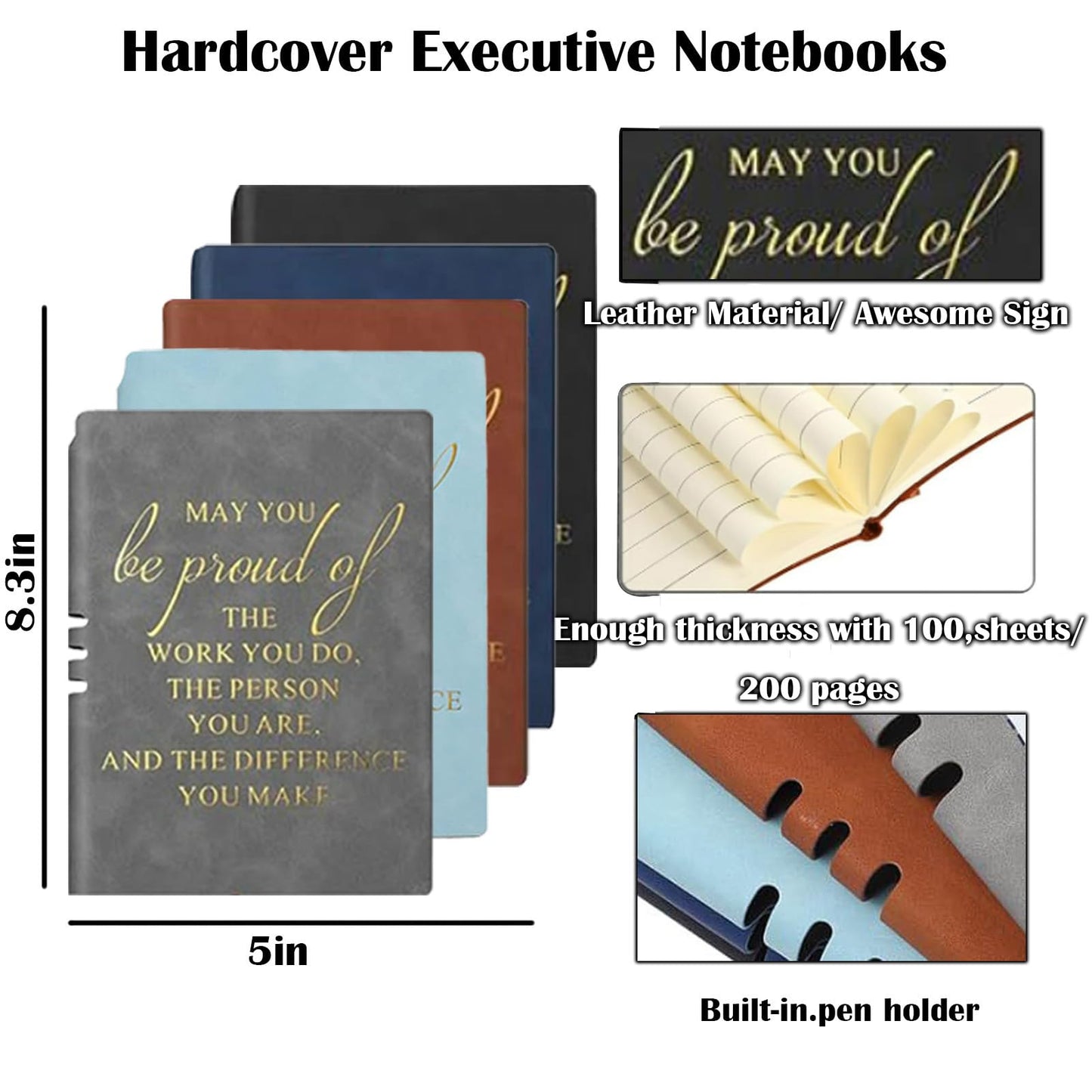 Aliji 5 Pcs Inspirational Notebooks, A5 Inspirational Notebooks Employee Gifts Thank you Notepad for Teacher Student Coworker Team, 200 Page