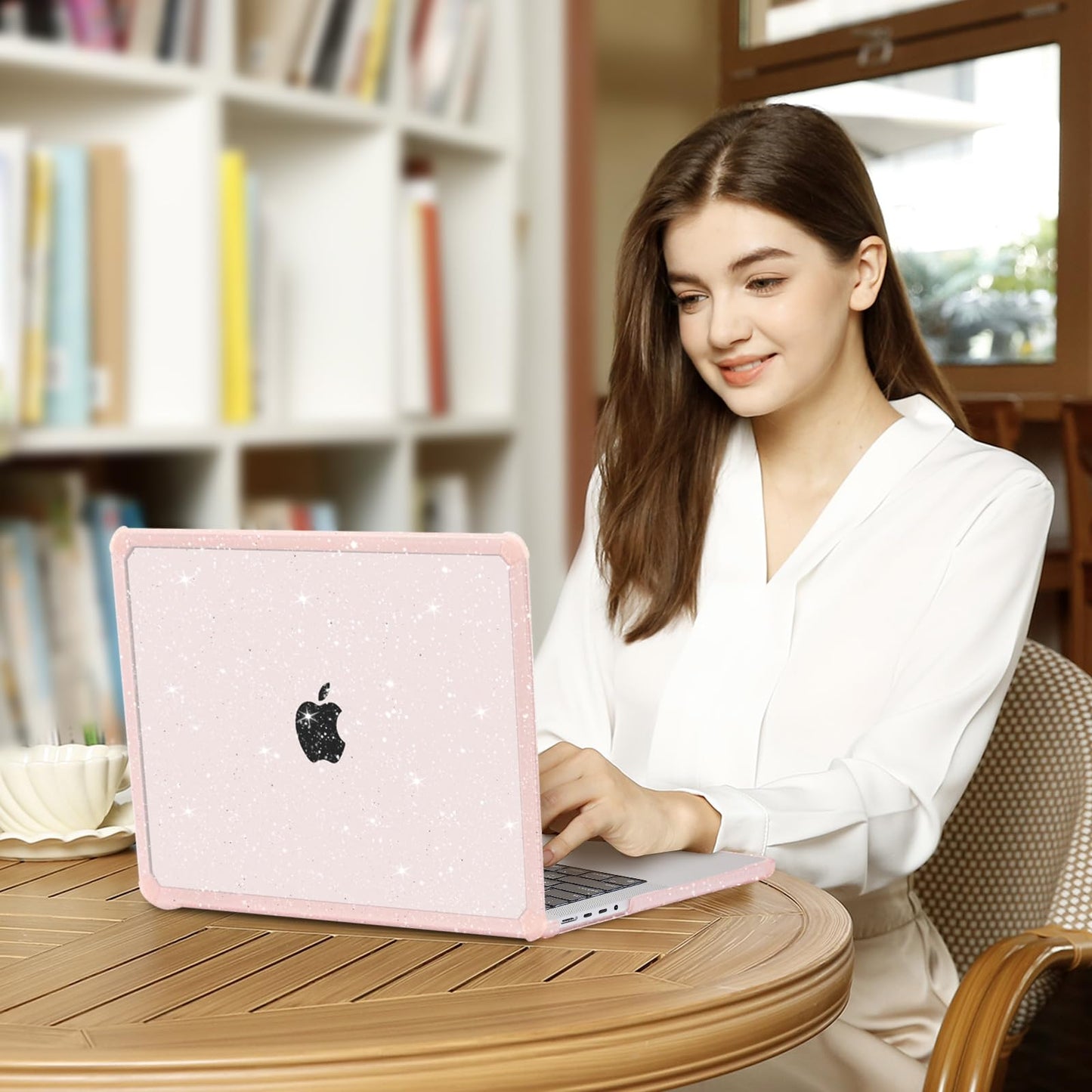 MOSISO Compatible with MacBook Pro 14 inch Case 2026-2021 M5 M4 M3 M2 M1 A3427 A3426 A3434 A3112 A3185 A3401 A2918 A2992 A2779 A2442, 2 in 1 Kit Heavy Duty Glitter Shell with TPU Bumper, Pink