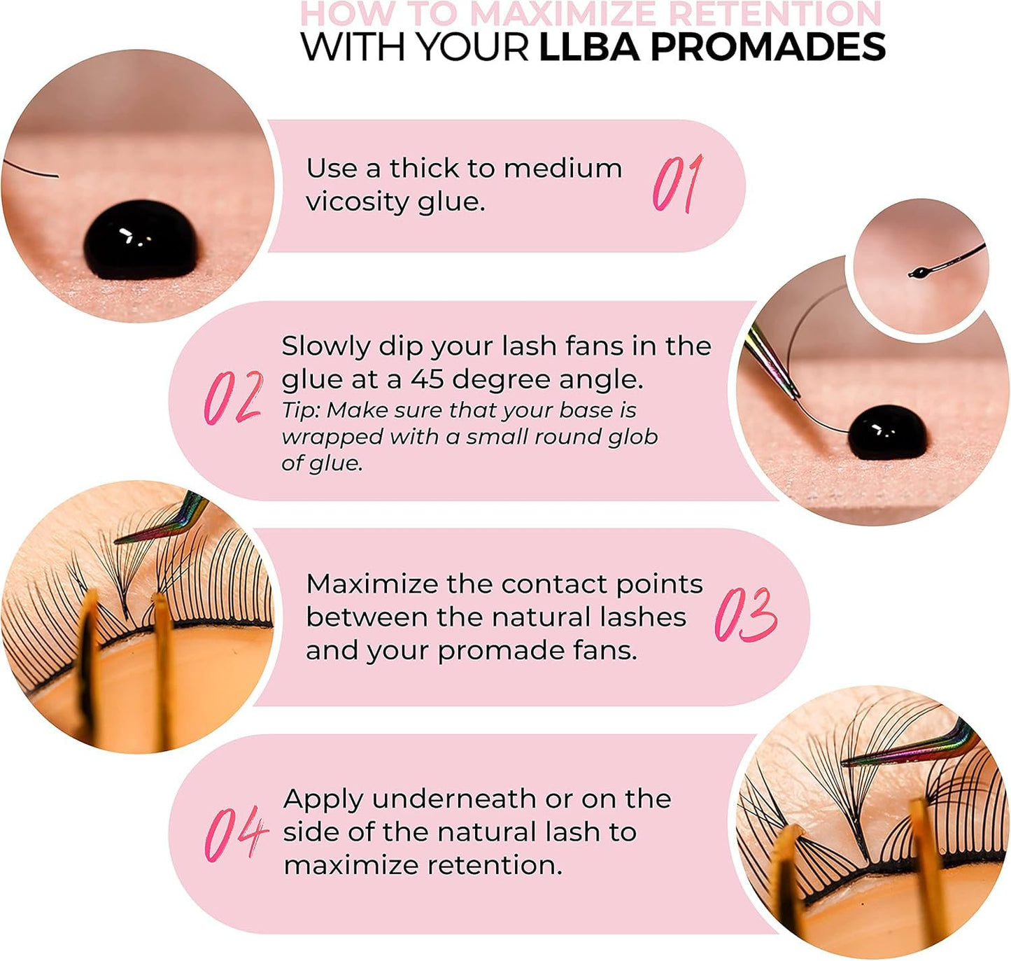 LLBA Promade Mix 1500 Fans, Handmade Volume Eyelashes, Multi Selections From 5D To 12D, C CC D Curl, Thickness 0.03~0.1 mm, 9-18mm Length, Long Lasting, Easy Application 8D-0.05 D 9-14mm