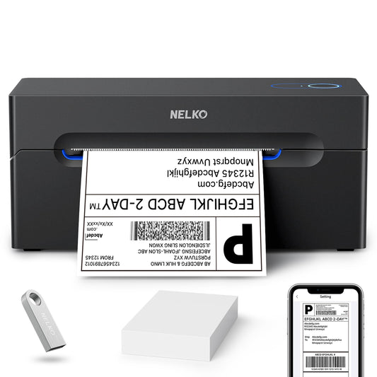 Bluetooth Shipping Label Printer, NELKO Wireless 4x6 Thermal Shipping Label Printer for Small Business, Support iPhone, Android, Windows, MAC and Chrome OS, Widely Used for Canada Post, Amazon, Etsy