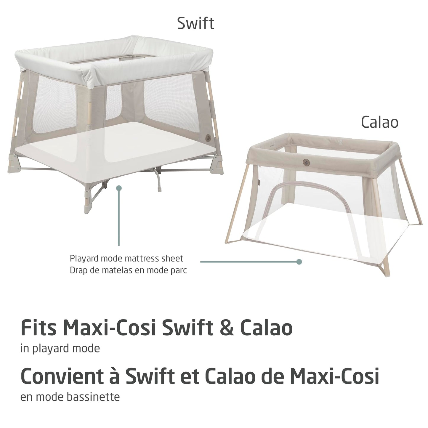 Maxi-Cosi Swift/Calao Playard Mode Fitted Sheets – 2-Pack, 100% Cotton, Soft and Breathable, Durable, Perfect Fit for Playard Mattress, Machine Washable, Baby Bedding Essentials