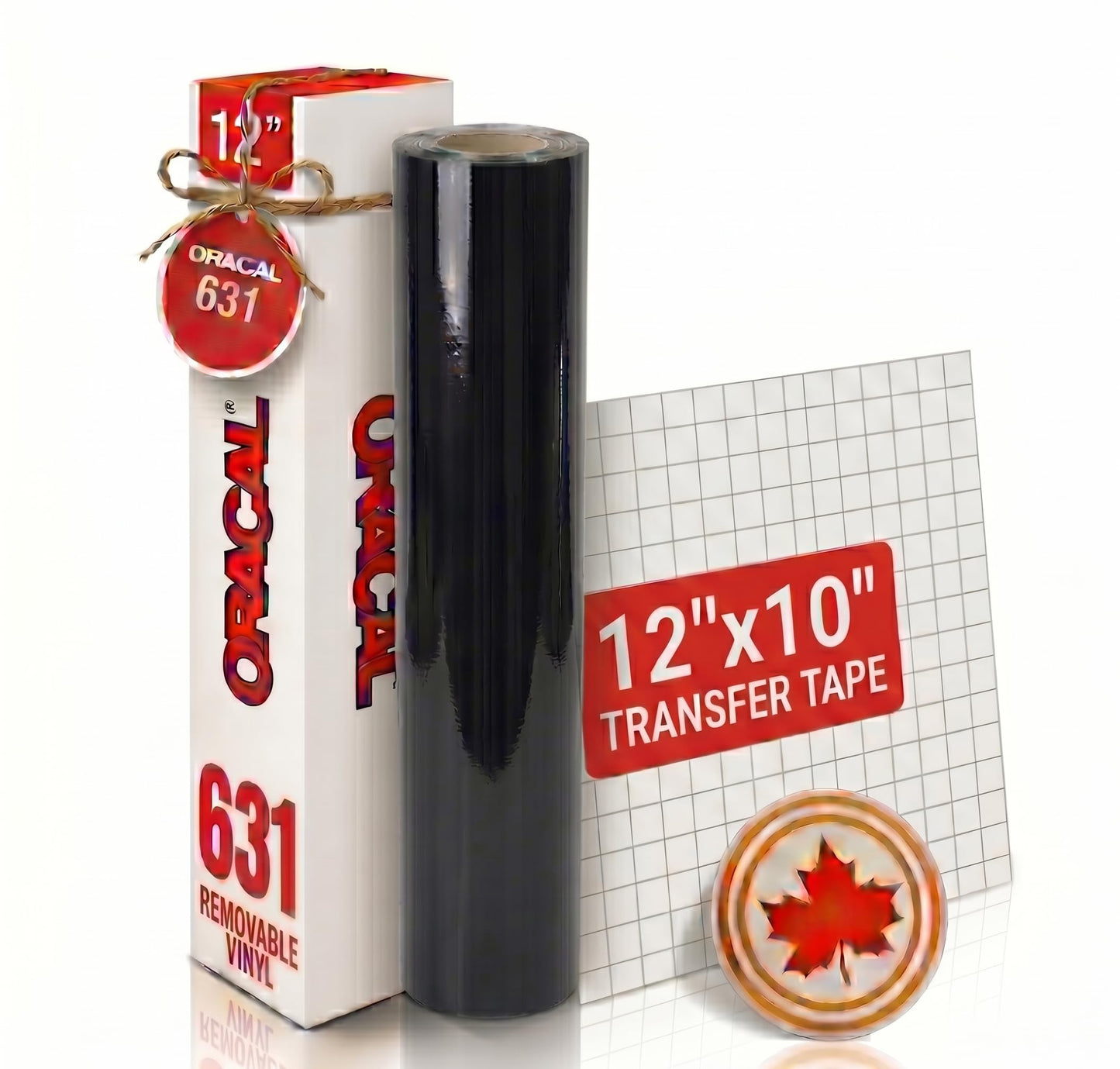 Oracal 631 Matte Removable Adhesive Matte Craft Vinyl for DIY Projects Like Decal Bumper Wall Window Mugs Cups Tumbler Sticker - Bonus MapleLeaf Decal (Black, 12 Inch x 20ft)