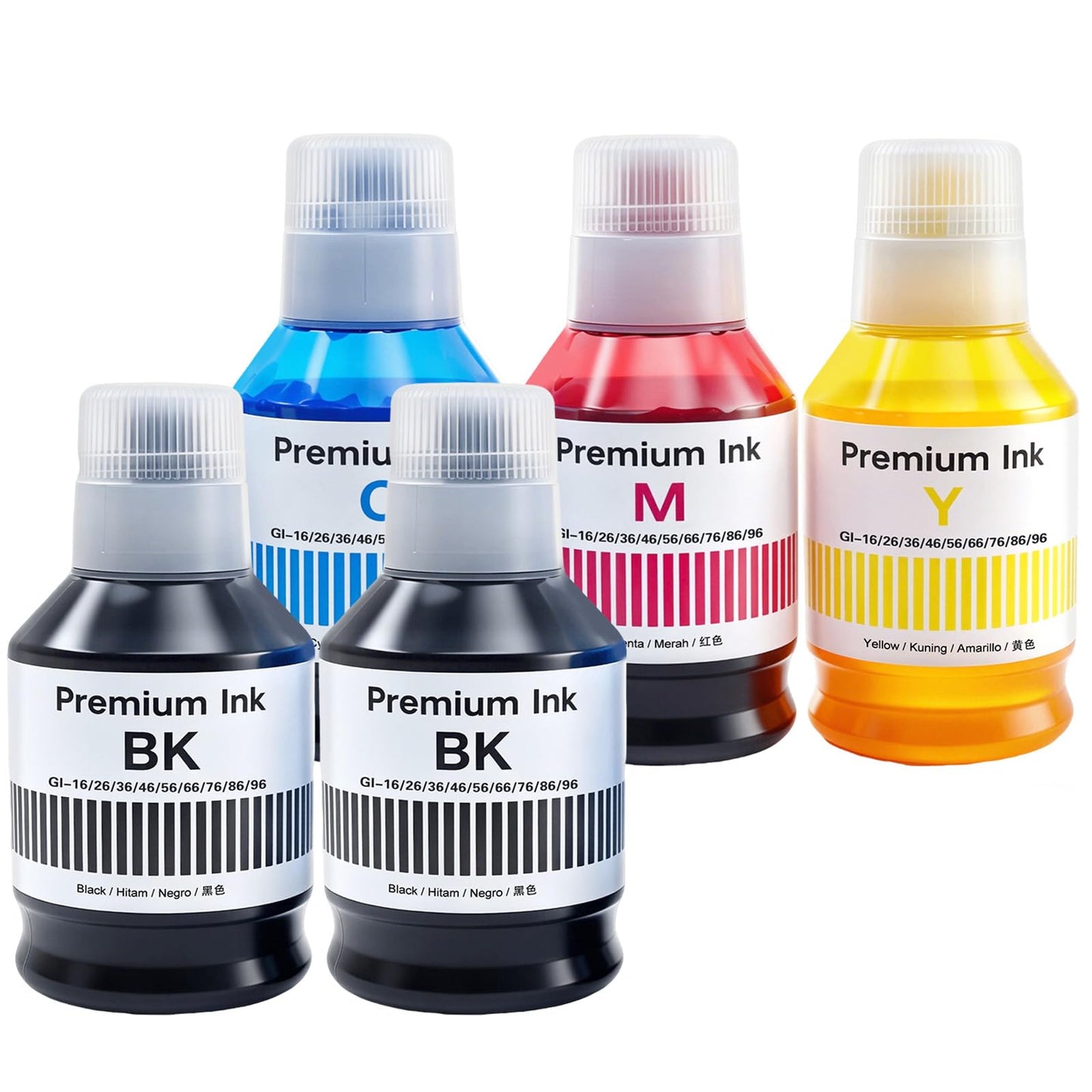 GI26 GI-26 Ink Refill Bottles High Capacity Compatible for Canon MAXIFY GX7021 GX6021 GX7020 GX6020 GX6120 GX5020 GX4020 GX3020 Printer, 5 Packs Multipack GI-26BK GI-26C GI-26M GI-26Y (2*BK, C/M/Y)