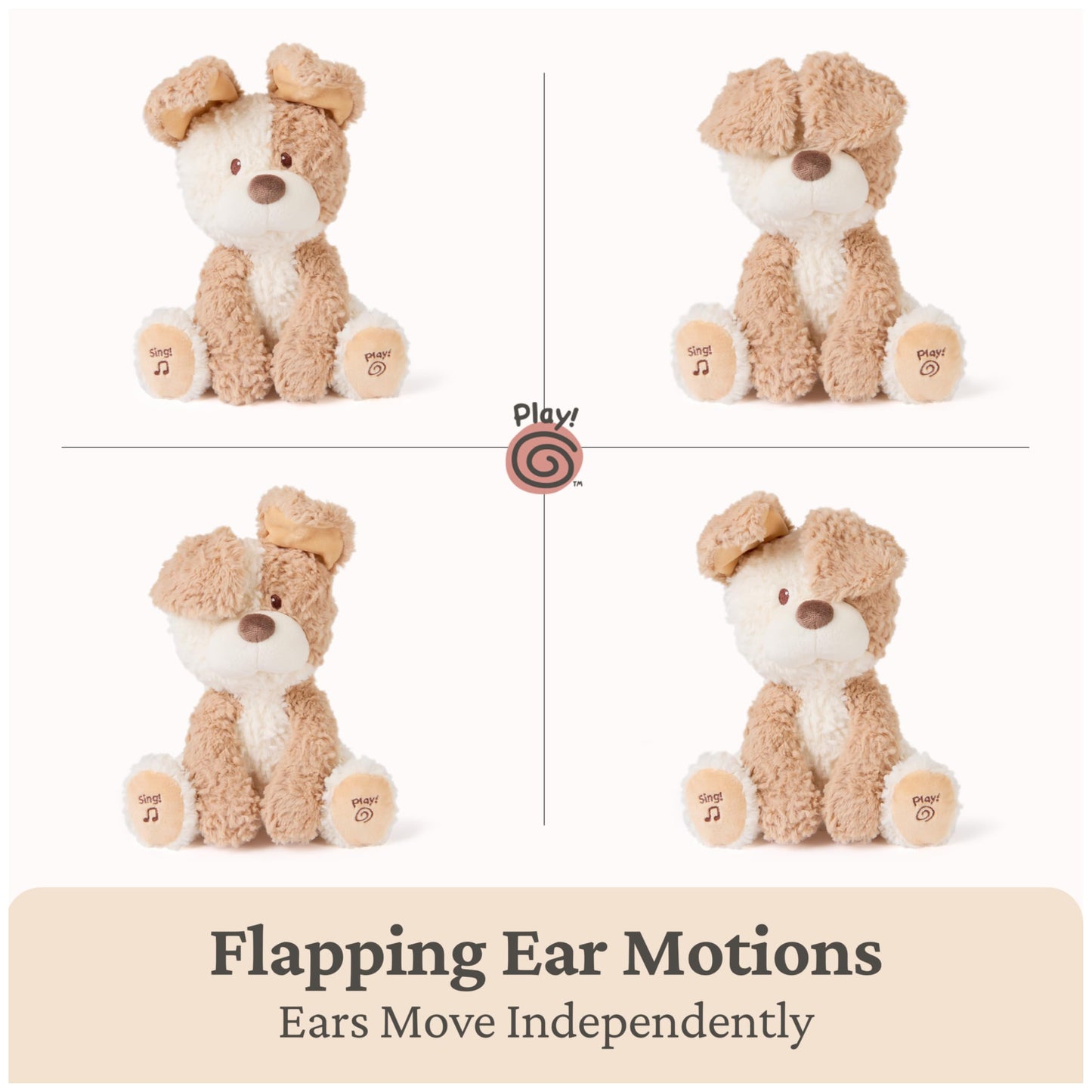 Baby GUND Peeki The Puppy Animated Plush, Singing Stuffed Animal, Sensory Toy for Babies and Toddlers, Plays Peek-a-Boo and Sings, Brown/Cream, 12”