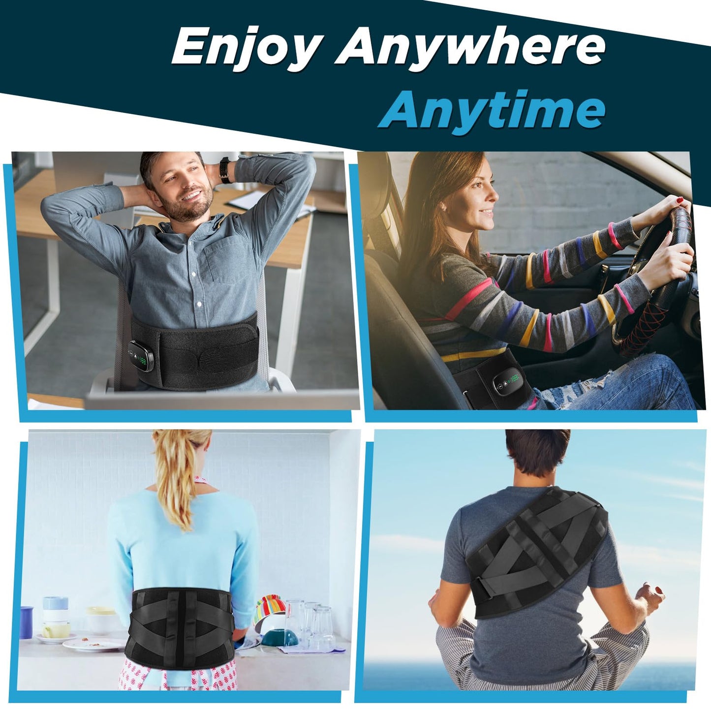 Cordless Heating Pad with Vibration for Back, Lower Back Warmer for Waist Back Belly Leg Body, Rechargeable Heated Waist Belt, 5 Heating Levels, Auto-Off