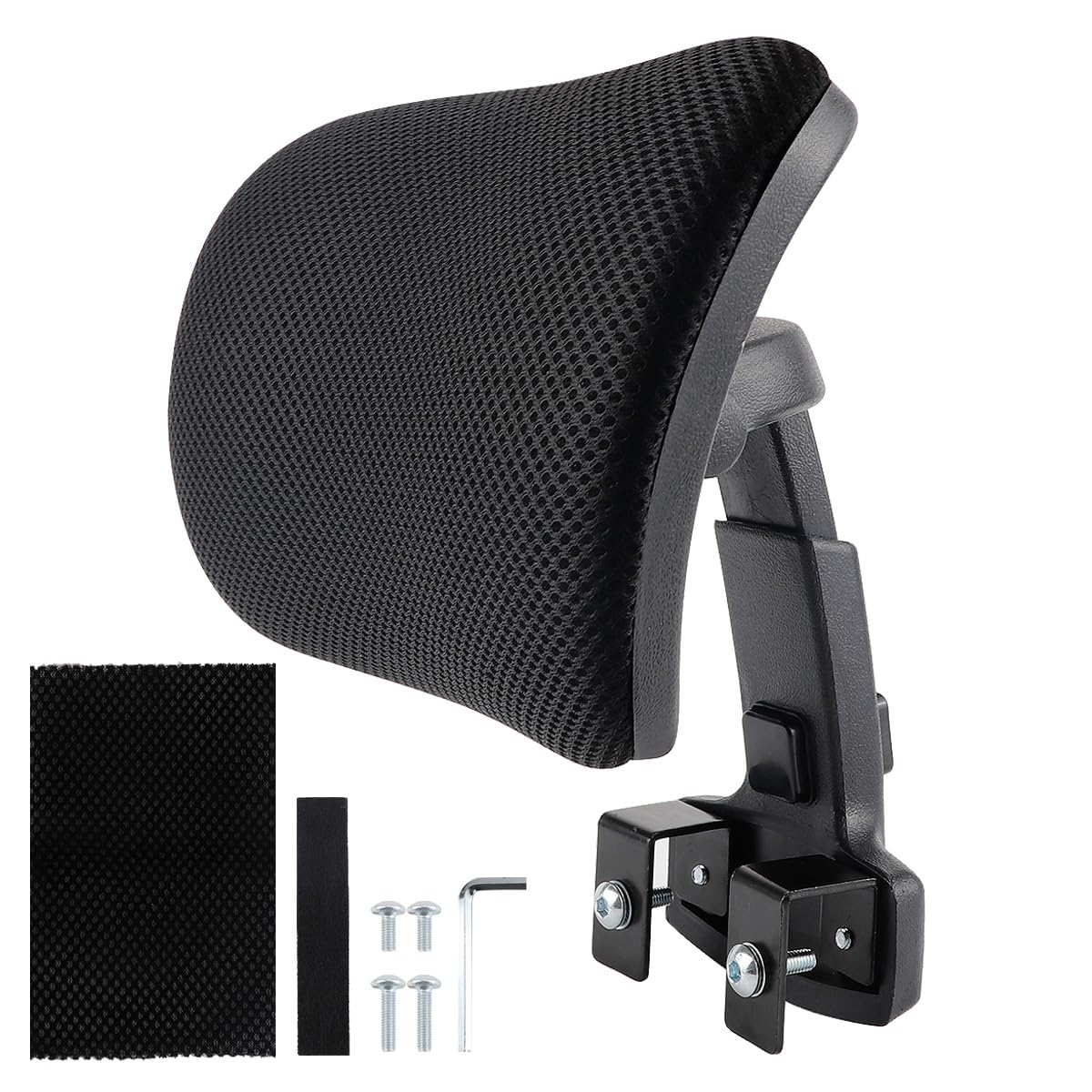 LNQ LUNIQI Office Chair Headrest Attachment Head Support Cushion Mesh Head Rest Black Mesh Frame Adjustable Height Angle for Ergonomic Office Chair（Black）