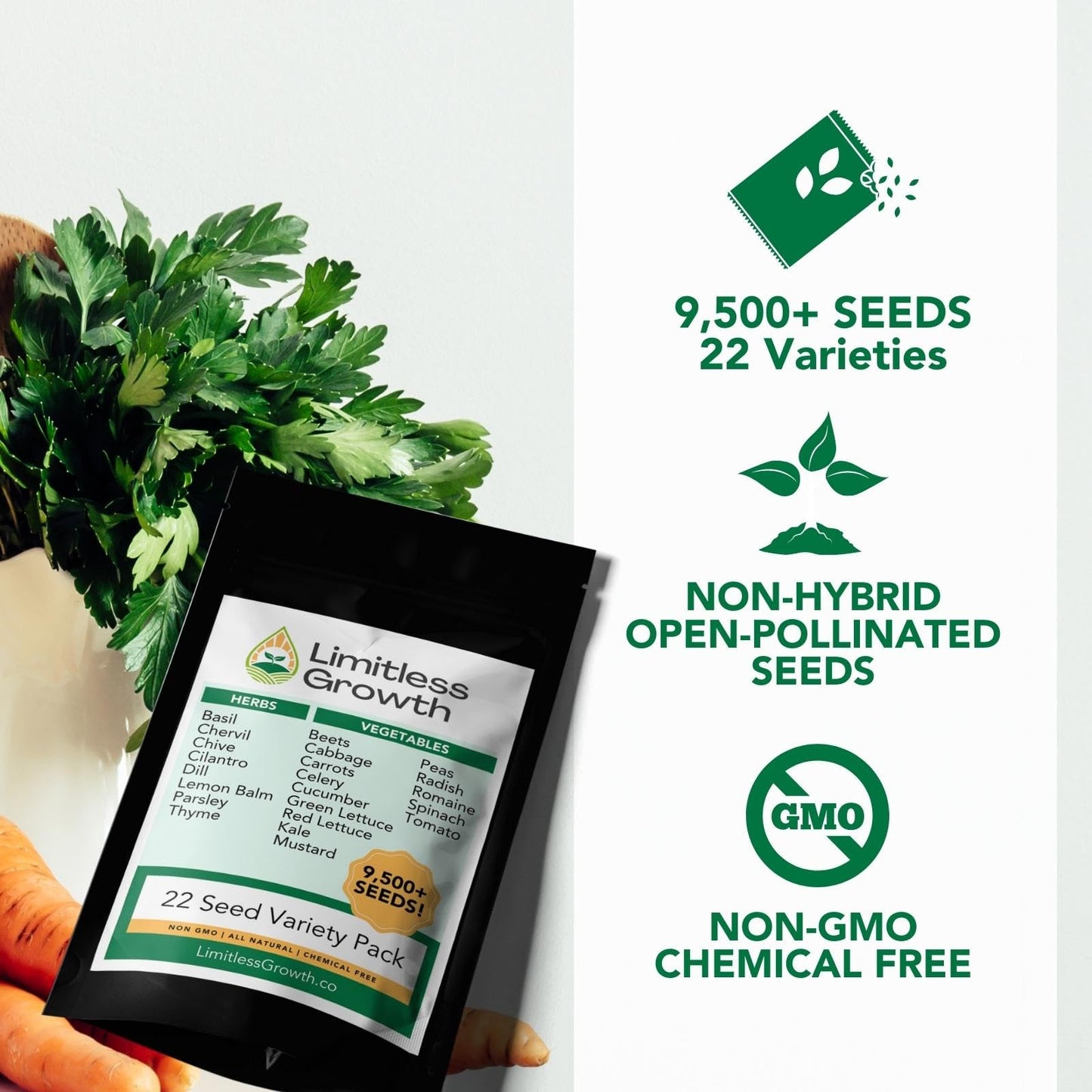 22 Vegetable & Herb Seed Pack | 10,000+ Seeds | Grown in West Coast Canada | Easy to Grow Varieties | for Canadian Climates | Container, Raised Beds, and More | Large Enough for Survival Gardens