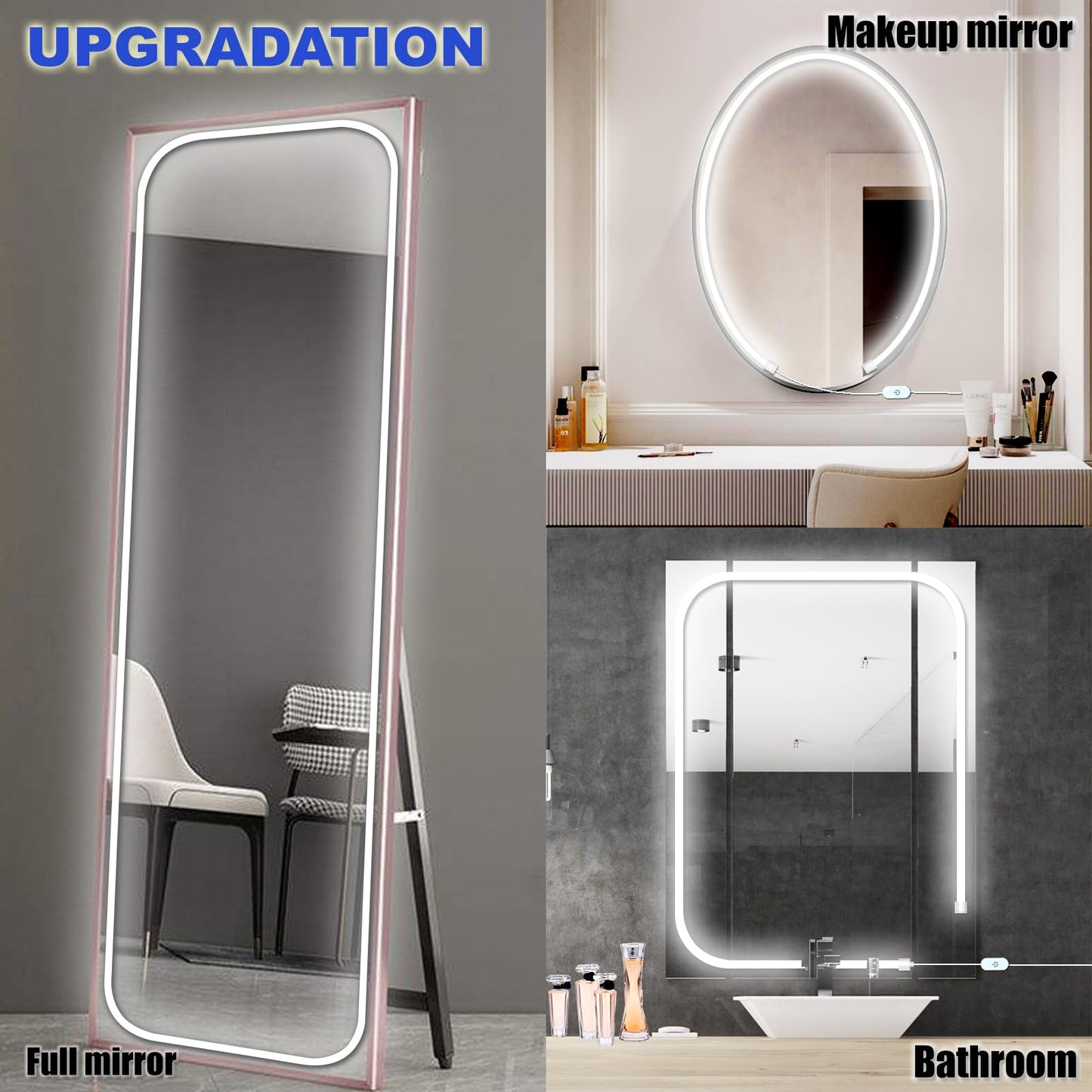 Blikshin Vanity Lights for Mirror,10ft 6000k/Not Dazzling/360LED/Dimmable Mirror Lights Stick On,ELT Approval 12v Light for Vanity Stick On,for Bathroom/Dressing/Full Body