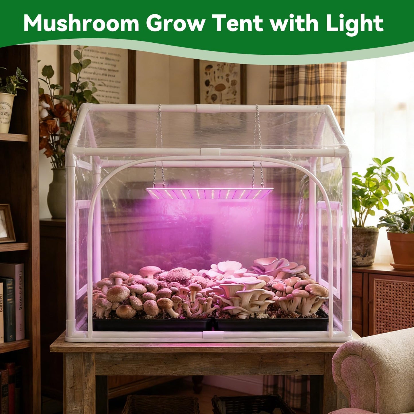 Mini Indoor Greenhouse with Grow Lights PVC Tent Portable Green House Cabinet Kit for Plant Seed Starting