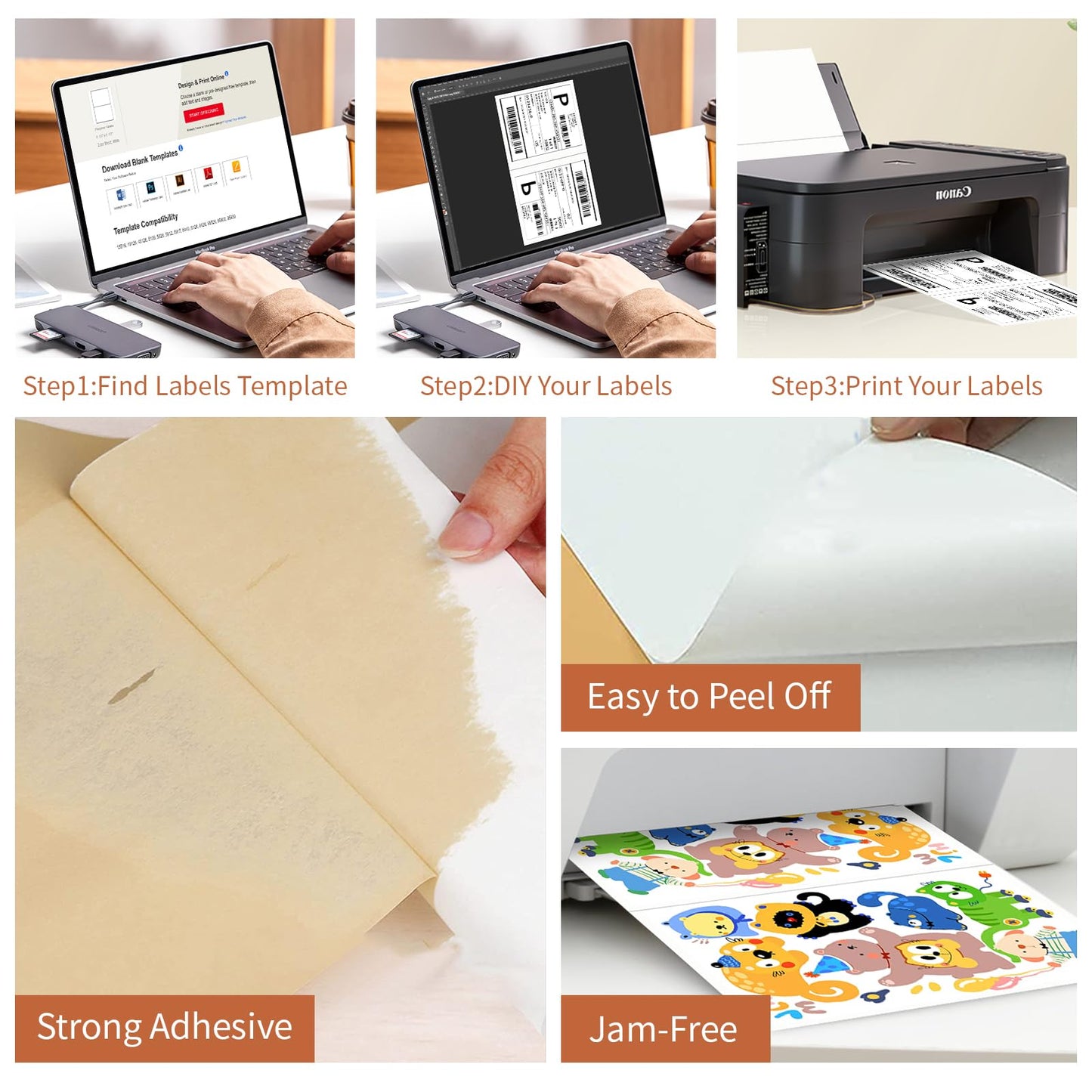 Half Sheet Labels, 2 per Sheet, 250 Sheets, 500 Labels, 8.5" x 5.5" Shipping Labels Paper, Address Sticker Laser & Inkjet Printer Label Stickers, 5 1/2" x 8 1/2" Half Shipping Labels Paper