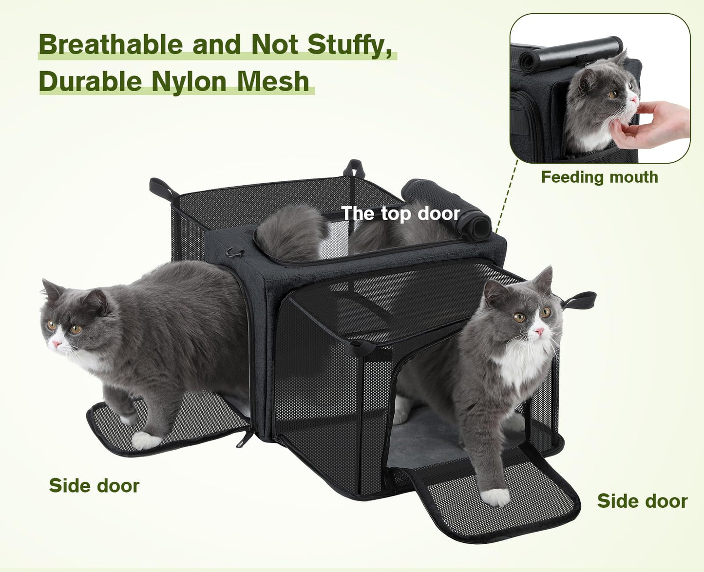 Pecute Cat Carrier Expandable, Airline Approved Collapsible Cat Soft-Sided Carriers, Breathable Pet Carriers up to 5kg/12lbs, Portable Dog Carrier Great for Travel, Outdoor, Hiking, Camping(Dark Gray)
