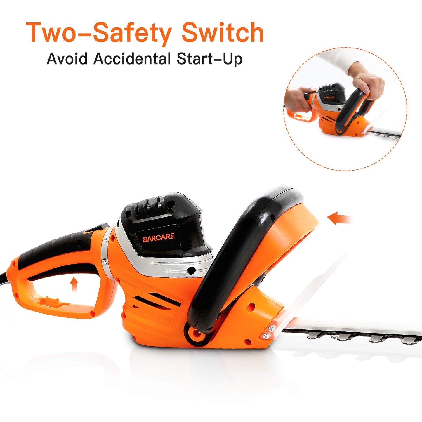 Corded Electric Hedge Trimmers - 4.8A Hedge Cutter | Tree Pruner | Branch Cutter with Rotary Handle, 610mm Laser Cutting Blade, 18mm Cutting Capacity, Blade Cover Included