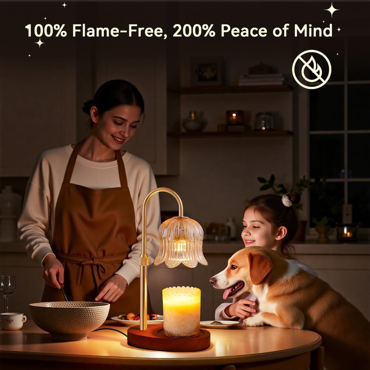 Candle Warmer Lamp with Timer and Dimmer, Adjustable Height Electric Candle Warmer Flower Lamp Wax Melt Warmer for Jar Candles - Birthday Gifts for Women Mom Mother's Day Home Living Bedroom Decor
