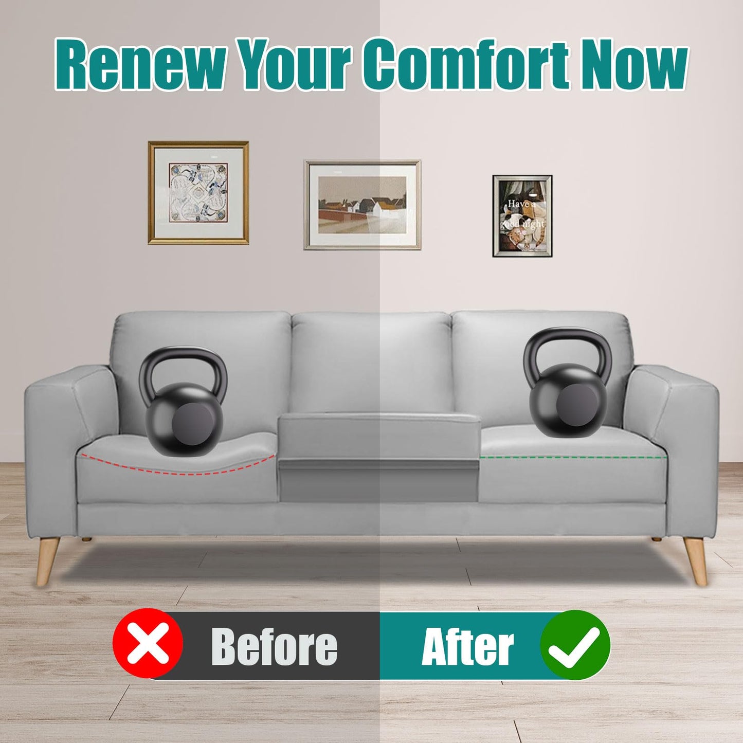 20"x20" High-Density Foam Cushions for Sofa Couch Cushion Support Inserts, Curved Design for Sagging Seat Repair, Black Set of 3 - Sofa Seat Support for Couch, Loveseat, and Sectional Furniture（Grey）