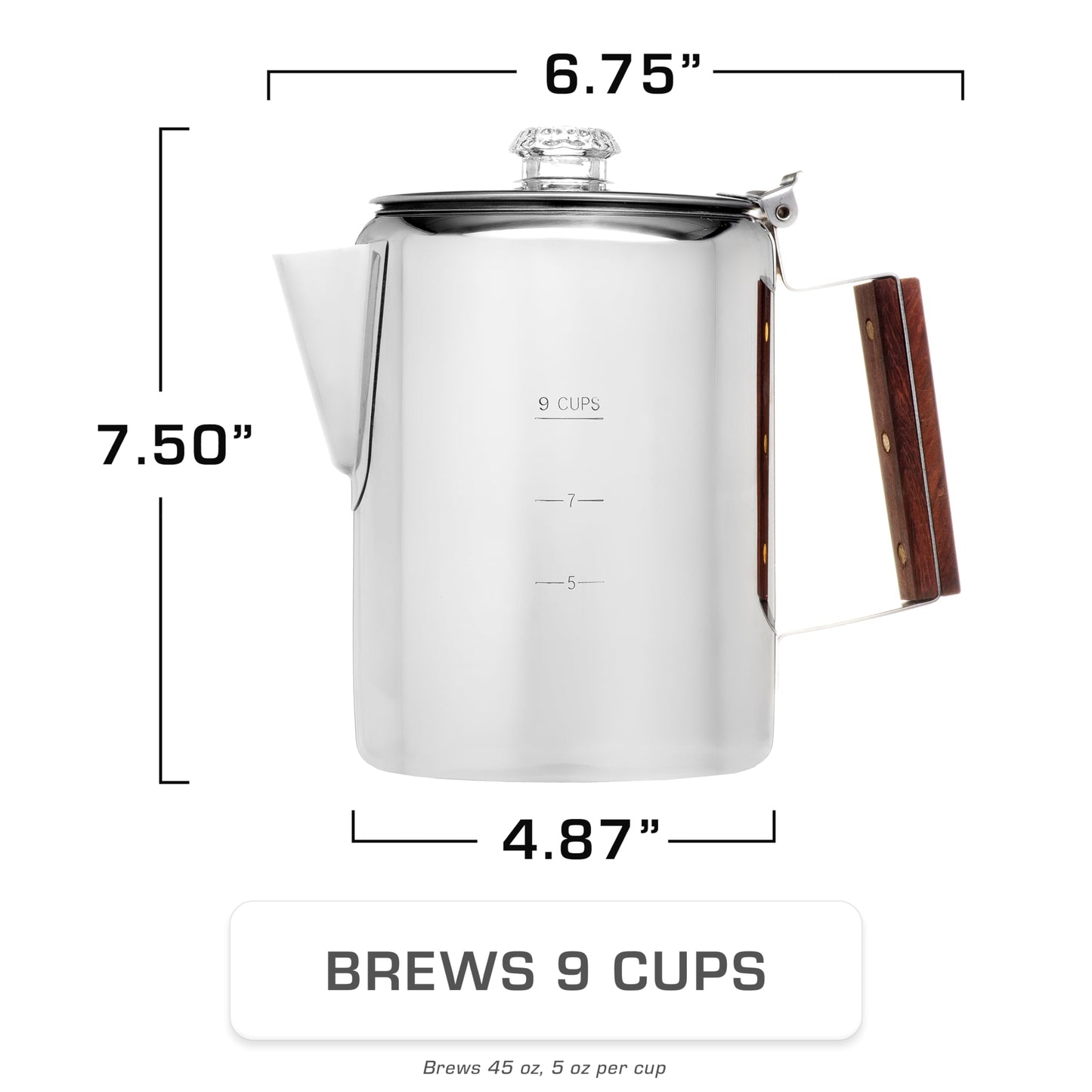 COLETTI Bozeman Percolator Coffee Pot – Camping Coffee Pot — NO Aluminum or Plastic [9 cup]