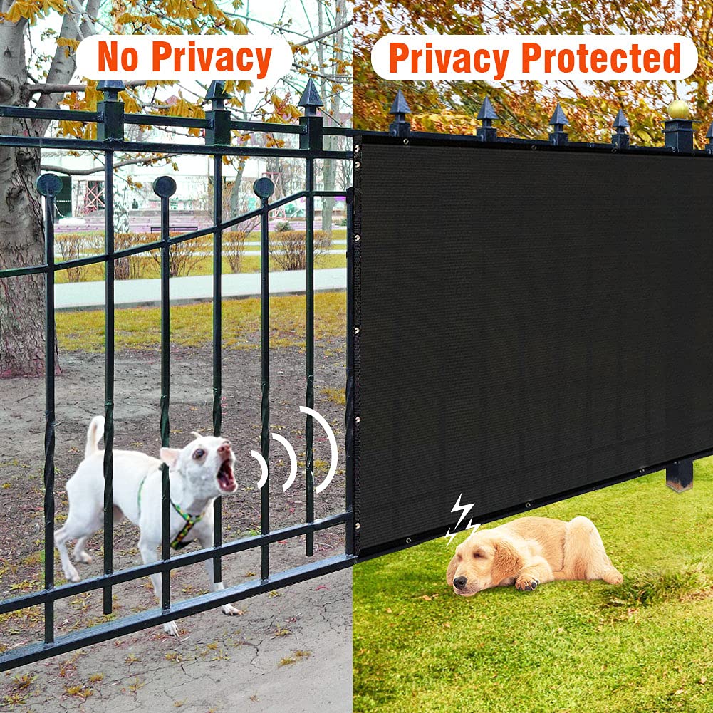iCover 4x50ft (1.2x15.2m) Fence Privacy Screen, Heavy Duty Privacy Fence Screen, Outdoor Shade Cloth Mesh Barrier, Cable Zip Ties Included, Black