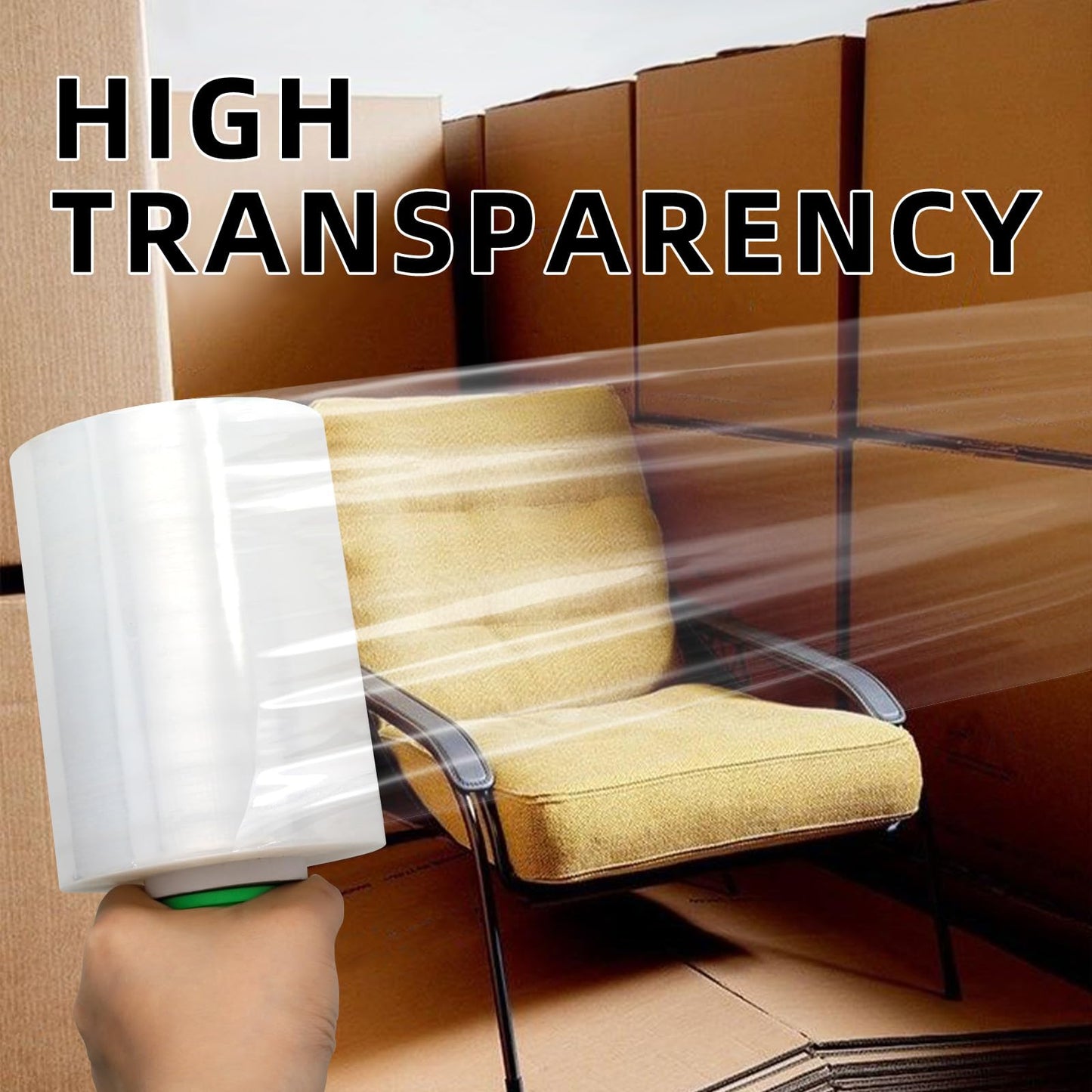 ROSEUP Mini Stretch Wrap Film with Handles, 5 in x 1000 ft, 80 Gauge Heavy Duty Clear Stretch Film for Moving, Packing, Bundling, Pallet Wrap and Storage, 4 Pack