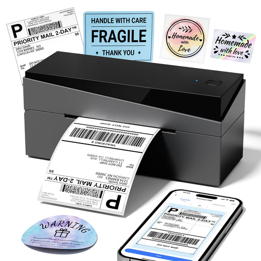 Omezizy Bluetooth Shipping Label Printer 4x6, 249BT Thermal Label Printer 4x6 for Small Business, Shipping Packages, Office, Home, Compatible with Android iPhone iPad Windows macOS Chrome USPS Etsy